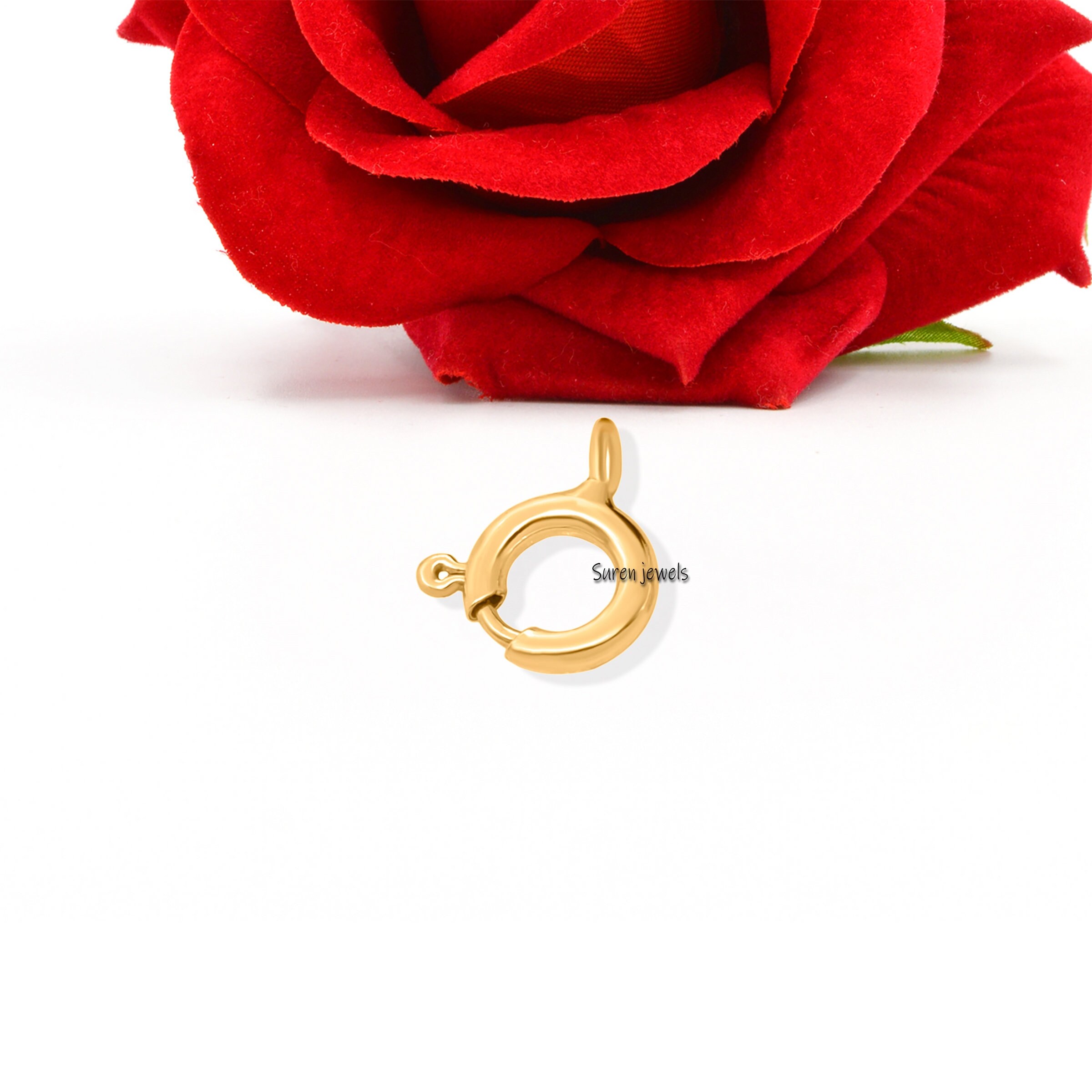 14k Gold Spring Ring Clasp: Charm Pendant Necklace Connector - View 3 - Suren Jewels | SKU: SJF137-SLNS-12M