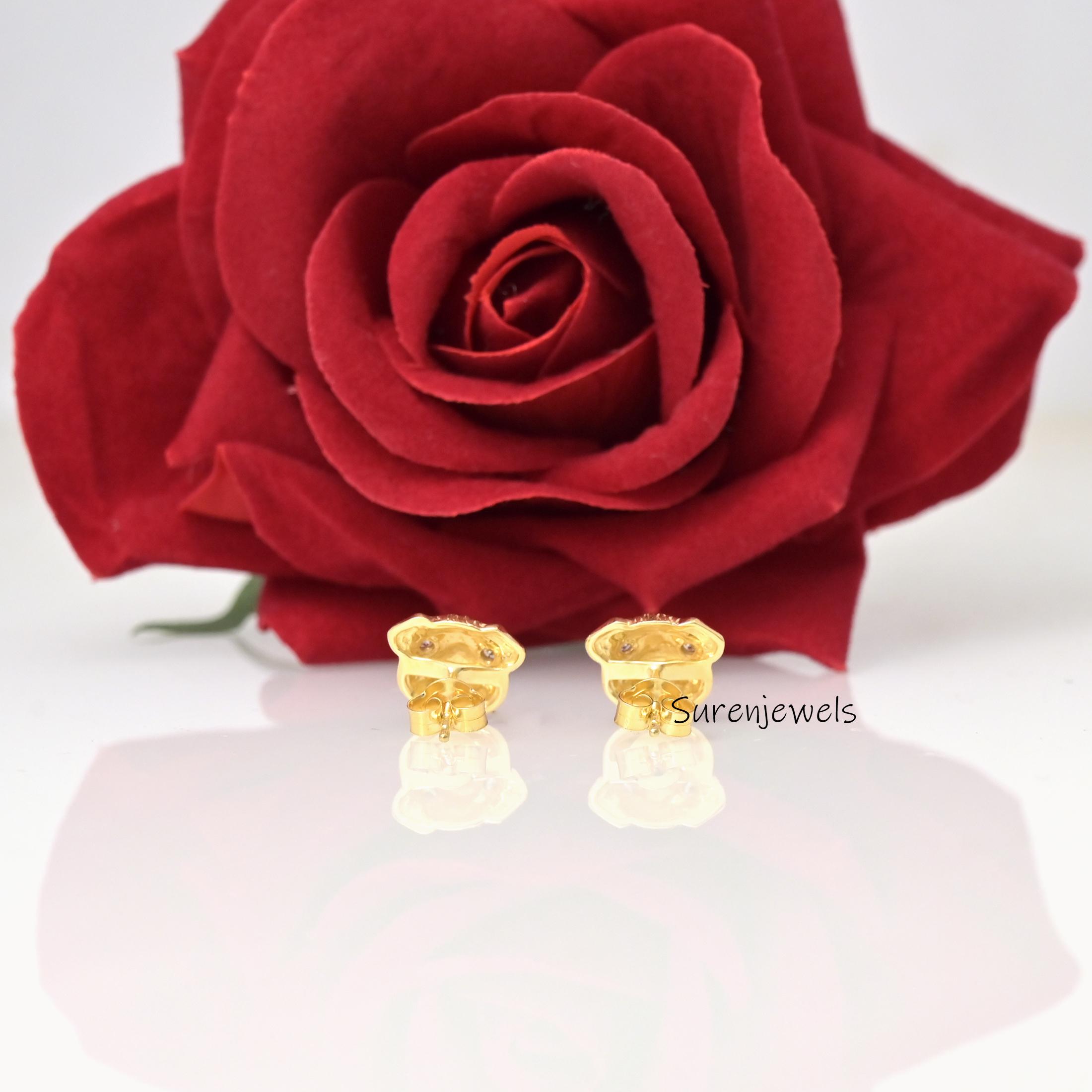 14K Gold Pug Face Stud Earrings: Animal Jewelry - View 7 - Suren Jewels | SKU: SJE2036-SLYGCZELBK-10M,SJE1790-SLYGBKCZ-10M,SJ