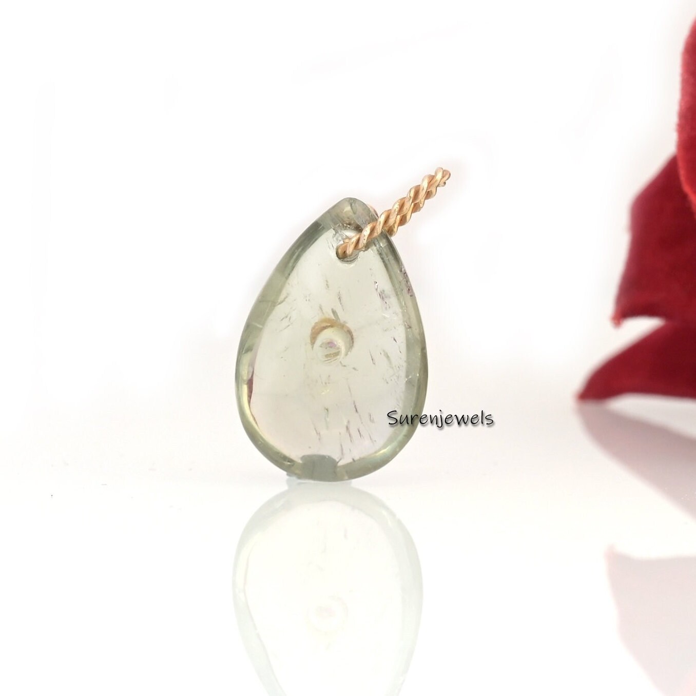 14K Gold Gemstone Teardrop Pendant Charm - View 3 - Suren Jewels | SKU: SJP4177-SLYGMSTQ-25M