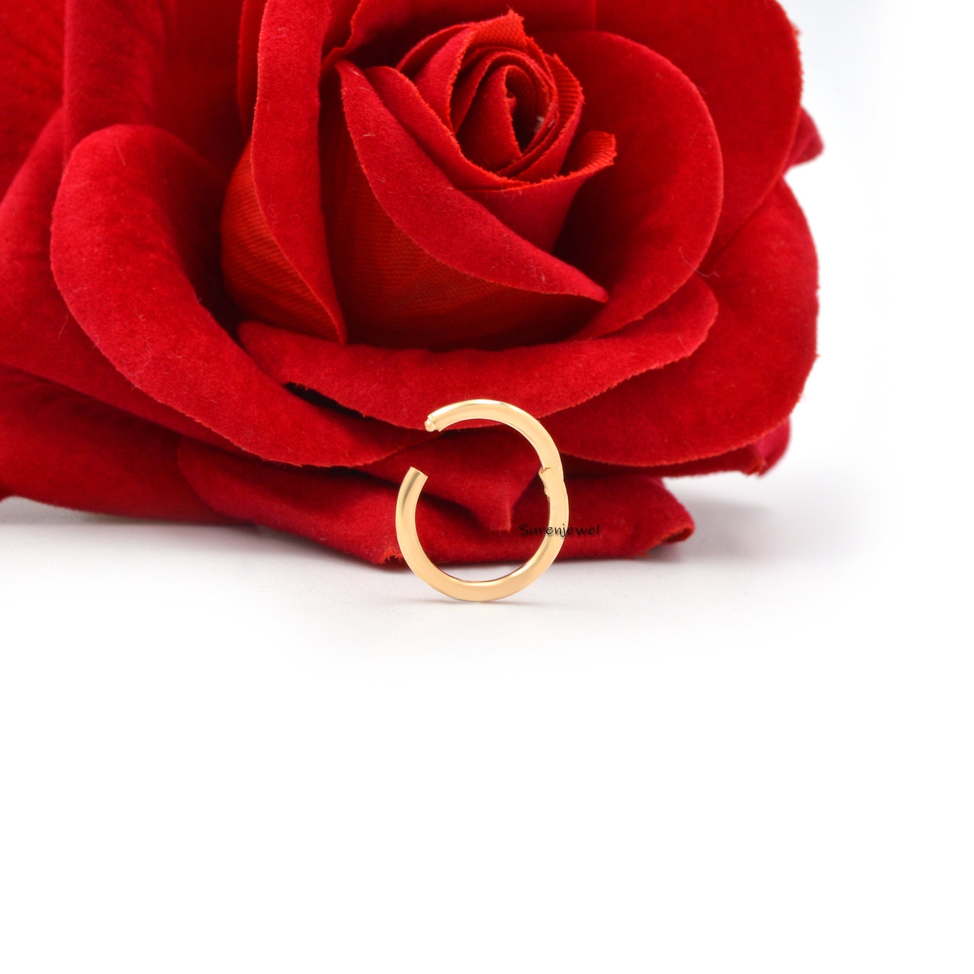 14k Solid Gold Round Charm Holder Enhancer: 10mm Circle Connector - View 4 - Suren Jewels | SKU: SJP482-14KYG-10M
