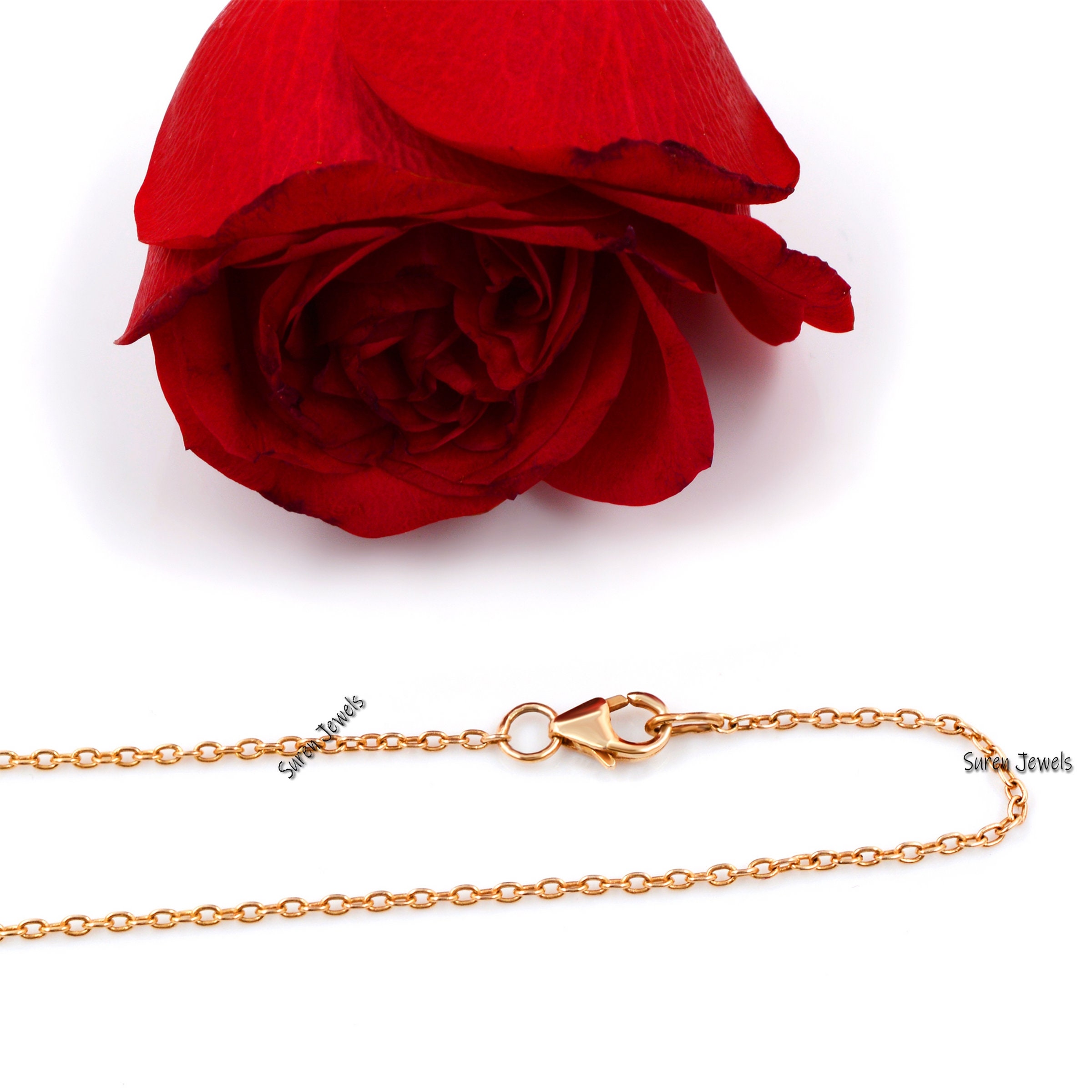 925 Sterling Silver Rolo Link Chain Necklace with Lobster Clasp - View 6 - Suren Jewels | SKU: SJN41/ G19-SLYG