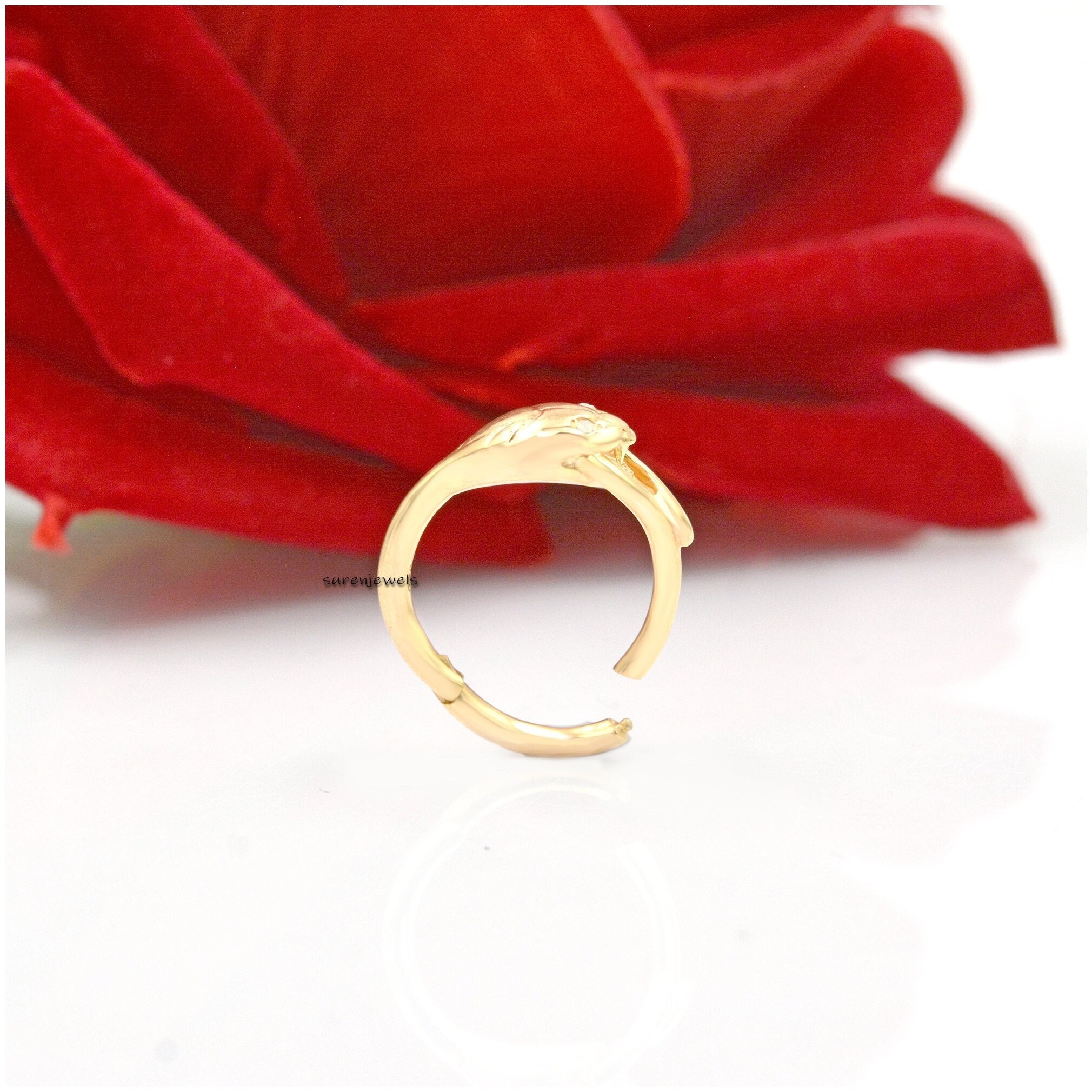 14K Solid Gold Snake Charm Enhancer Pendant Lock - Suren Jewels | SKU: SJP1198-SLRGBSP-17MM