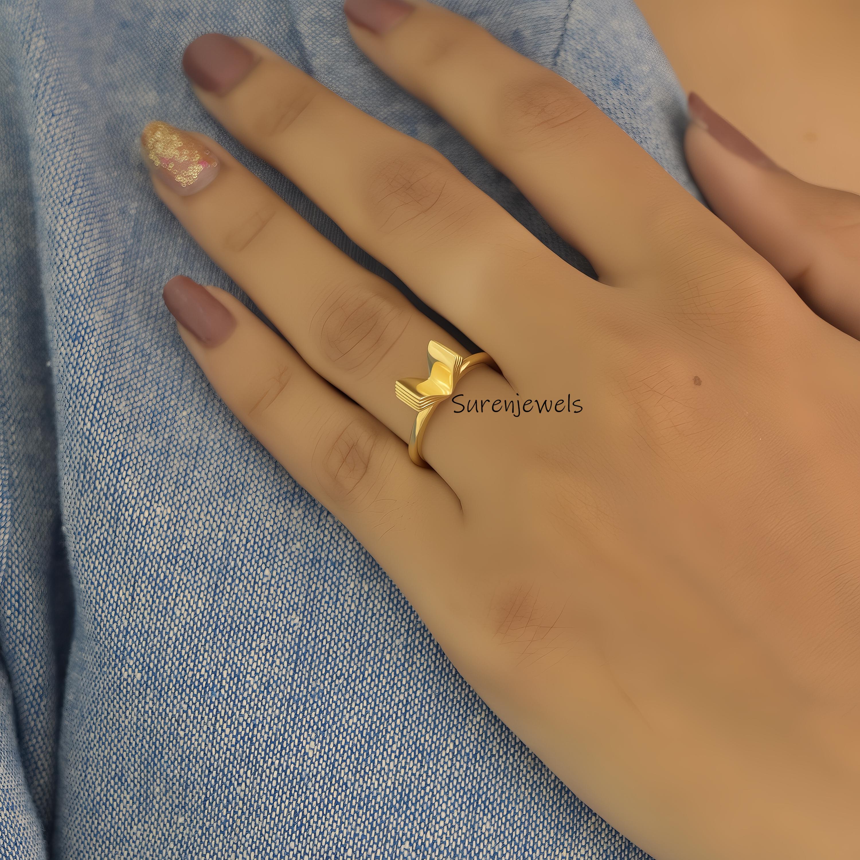 14k Yellow Gold Book Ring: Minimalist Book Lover Jewelry - View 3 - Suren Jewels | SKU: SJR2900-SLNS-US-8