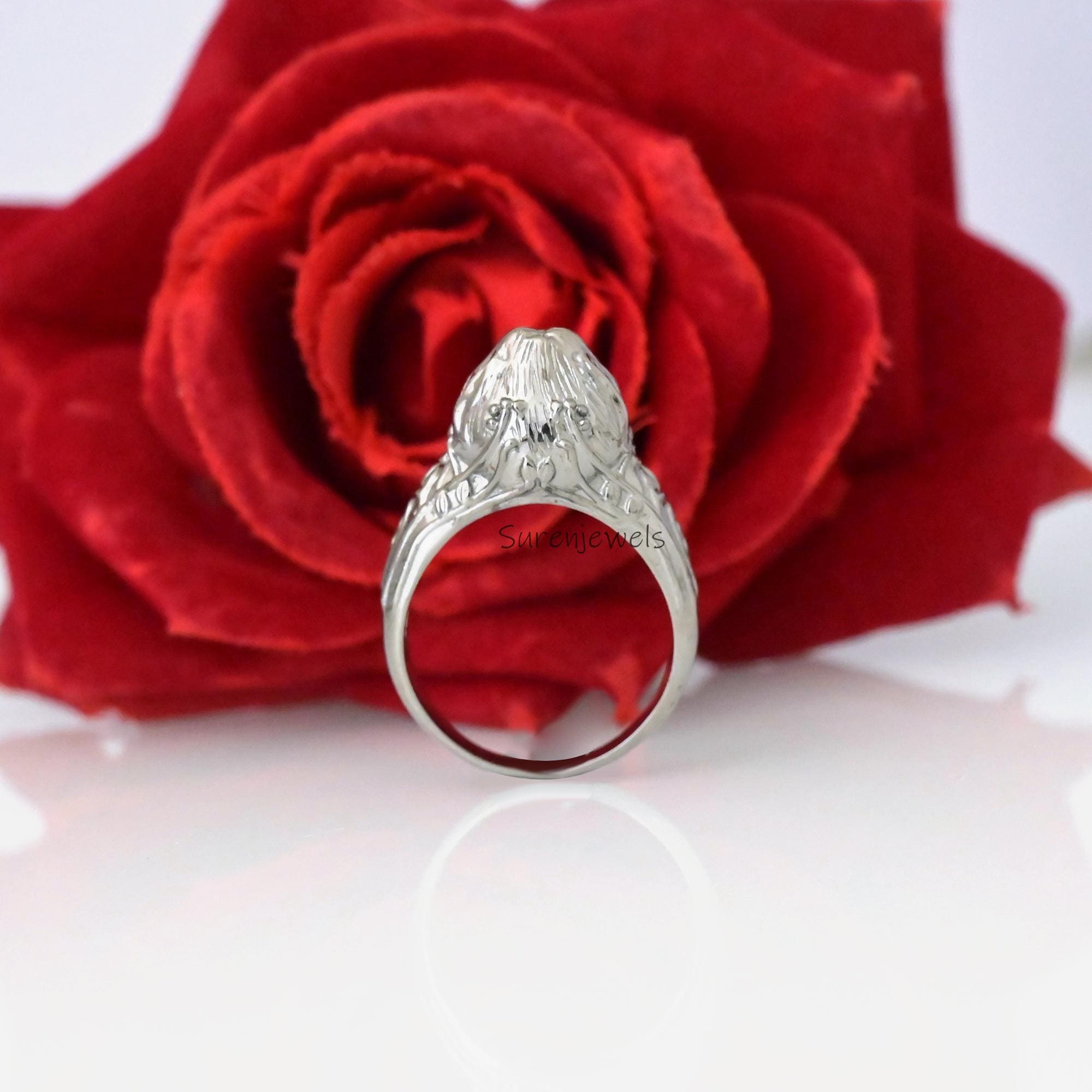 Handmade Silver Rabbit Ring: 14k Gold Accent Animal Jewelry - View 5 - Suren Jewels | SKU: SJR2933-SLNSGCZ-US-7