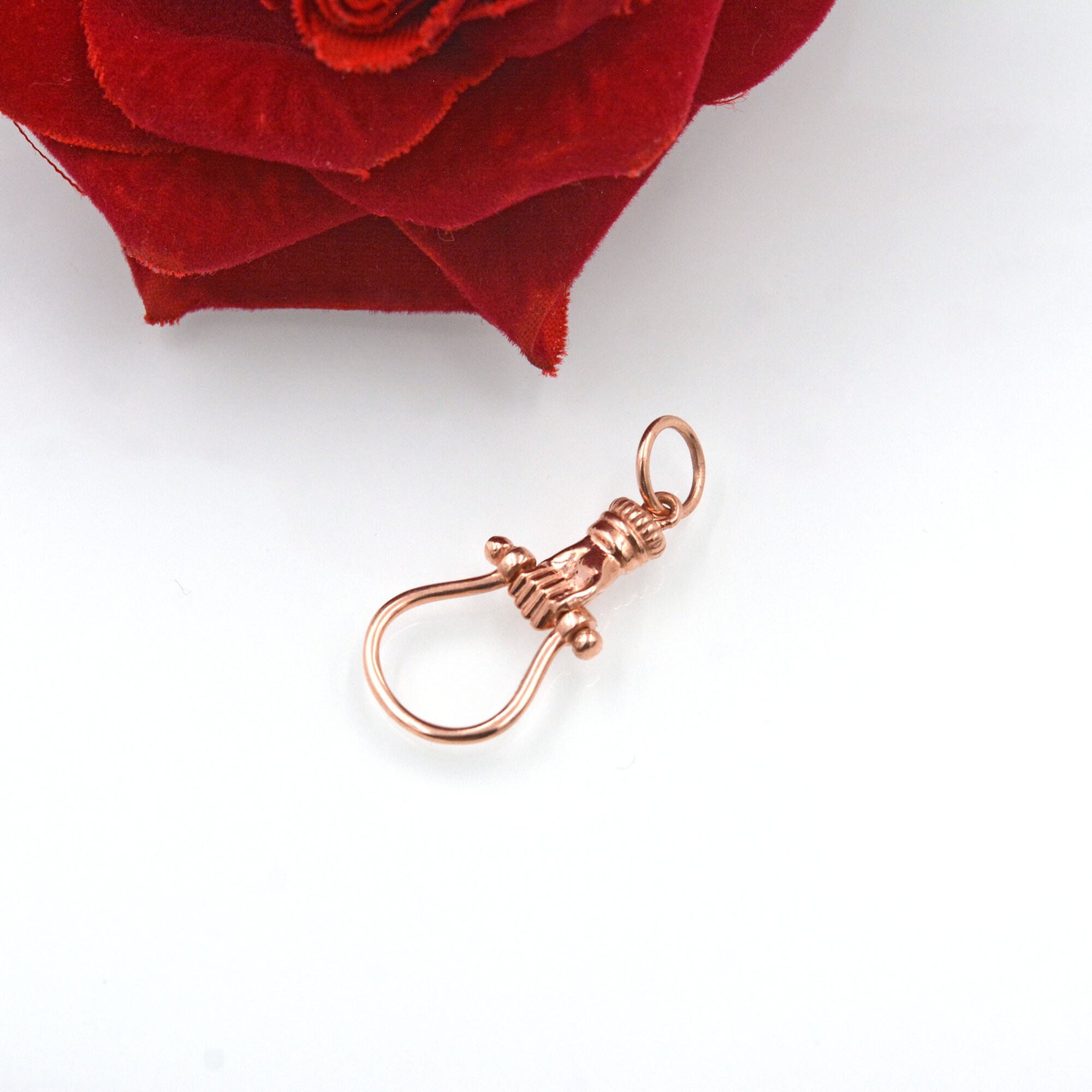 14k Gold Helping Hand Figa Charm Holder, Figa Pendant Connector, Hand Charm Holder, Jewelry Connector, Figa Charm Holder - Vi