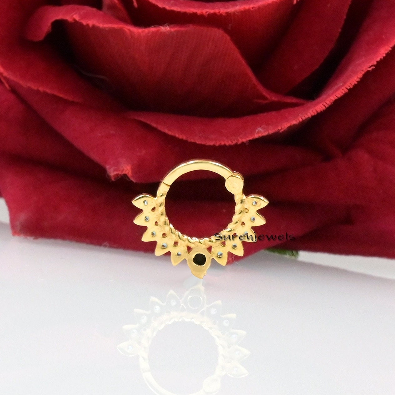 14k Gold Designer Enhancer Lock, Round Charm Holder Enhancer - View 2 - Suren Jewels | SKU: SJD09