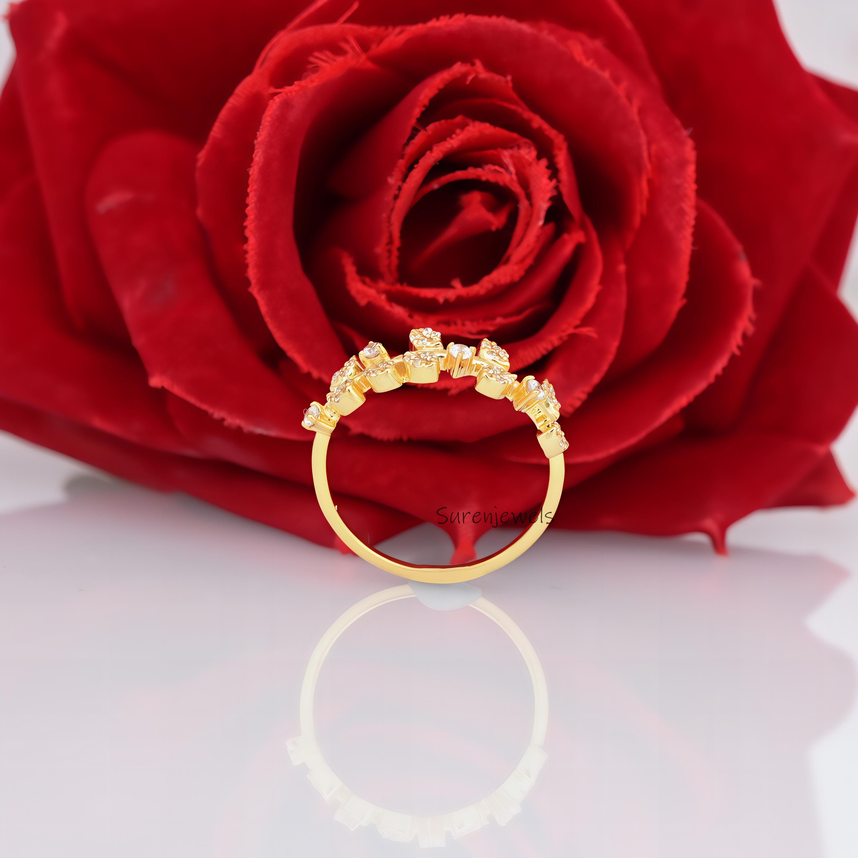 14k Gold Diamond Olive Leaf Ring: Pave Branch Design - View 6 - Suren Jewels | SKU: SJR2759