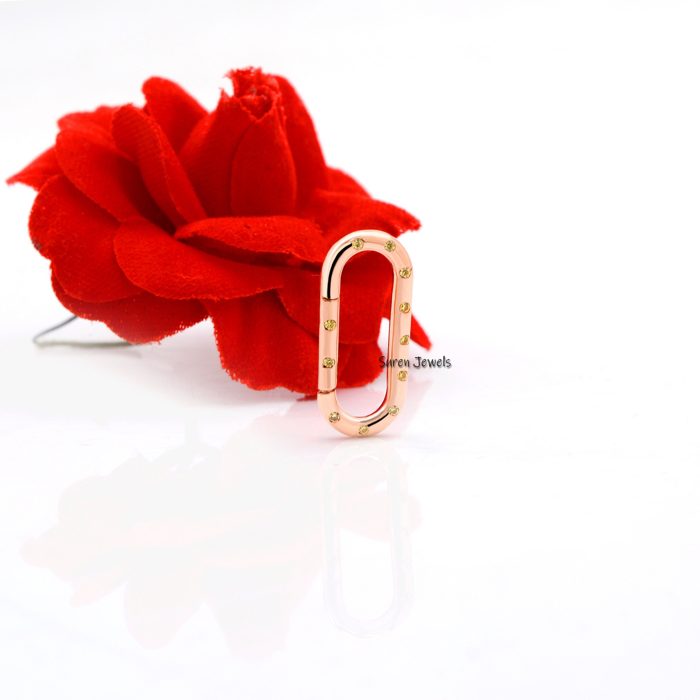 14K Gold Diamond Charm Enhancer: Elongated Charm Holder - View 3 - Suren Jewels | SKU: SJP575-14KWGBS