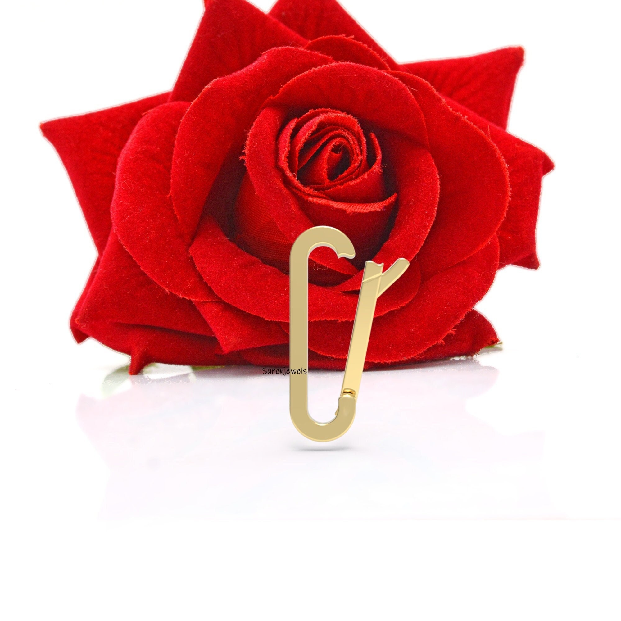 14k Gold Charm Enhancer Holder: Solid Elongated Lock - View 4 - Suren Jewels | SKU: SJP1211-SLYG