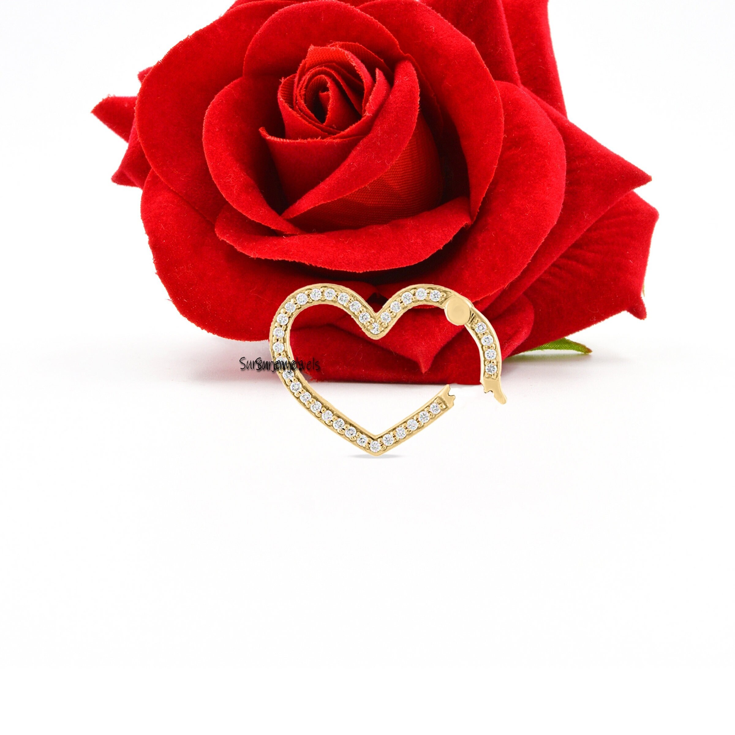 14k Gold Diamond Heart Charm Enhancer: Gemstone Link Lock - View 5 - Suren Jewels | SKU: SJP808-SP