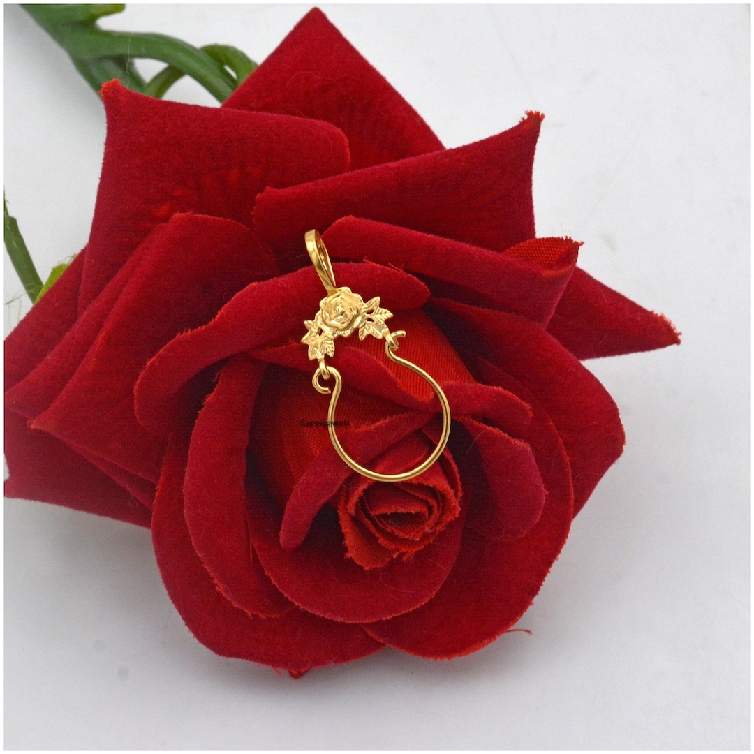 14k Solid Gold Charm Holder, Pave Charm Holder Pendant, Handmade Charm