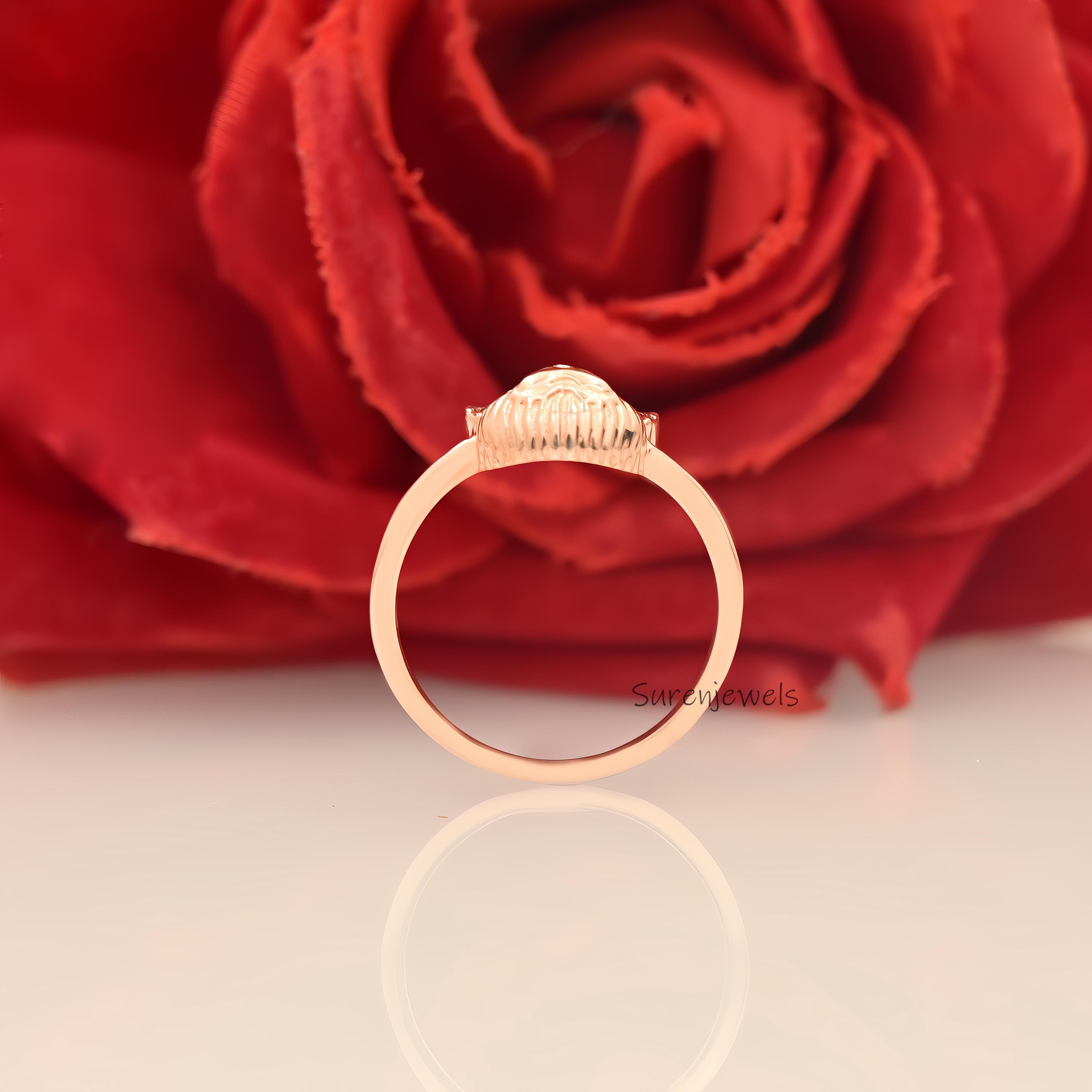 14K Gold Pug Ring: Handmade Animal Jewelry - View 6 - Suren Jewels | SKU: SJR2913-SLRG-US-6,SJR3186-SLRGBKCZ-US-7