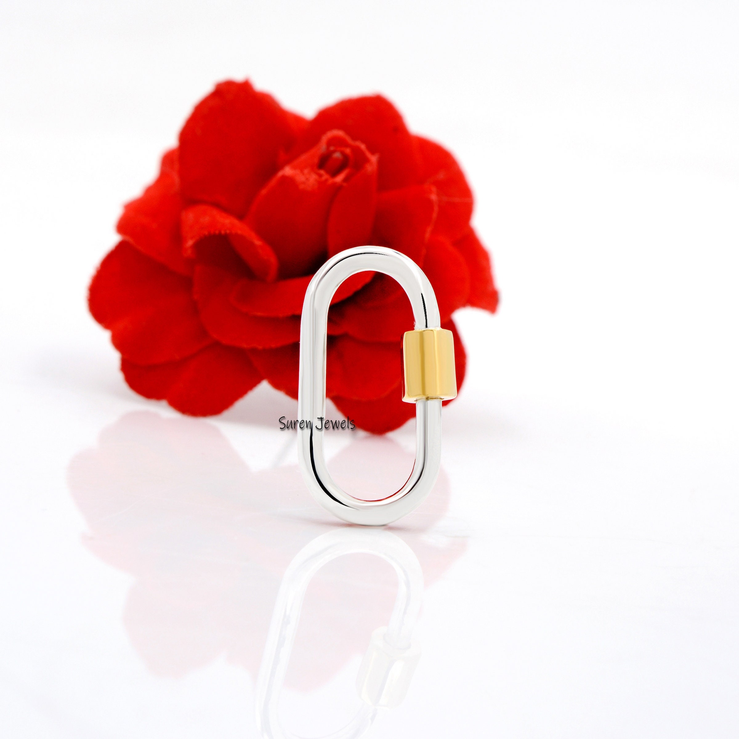 925 Sterling Silver Mini Carabiner Lock: 20MM Multicolor Jewelry - View 5 - Suren Jewels | SKU: SJC130-SLNSYG