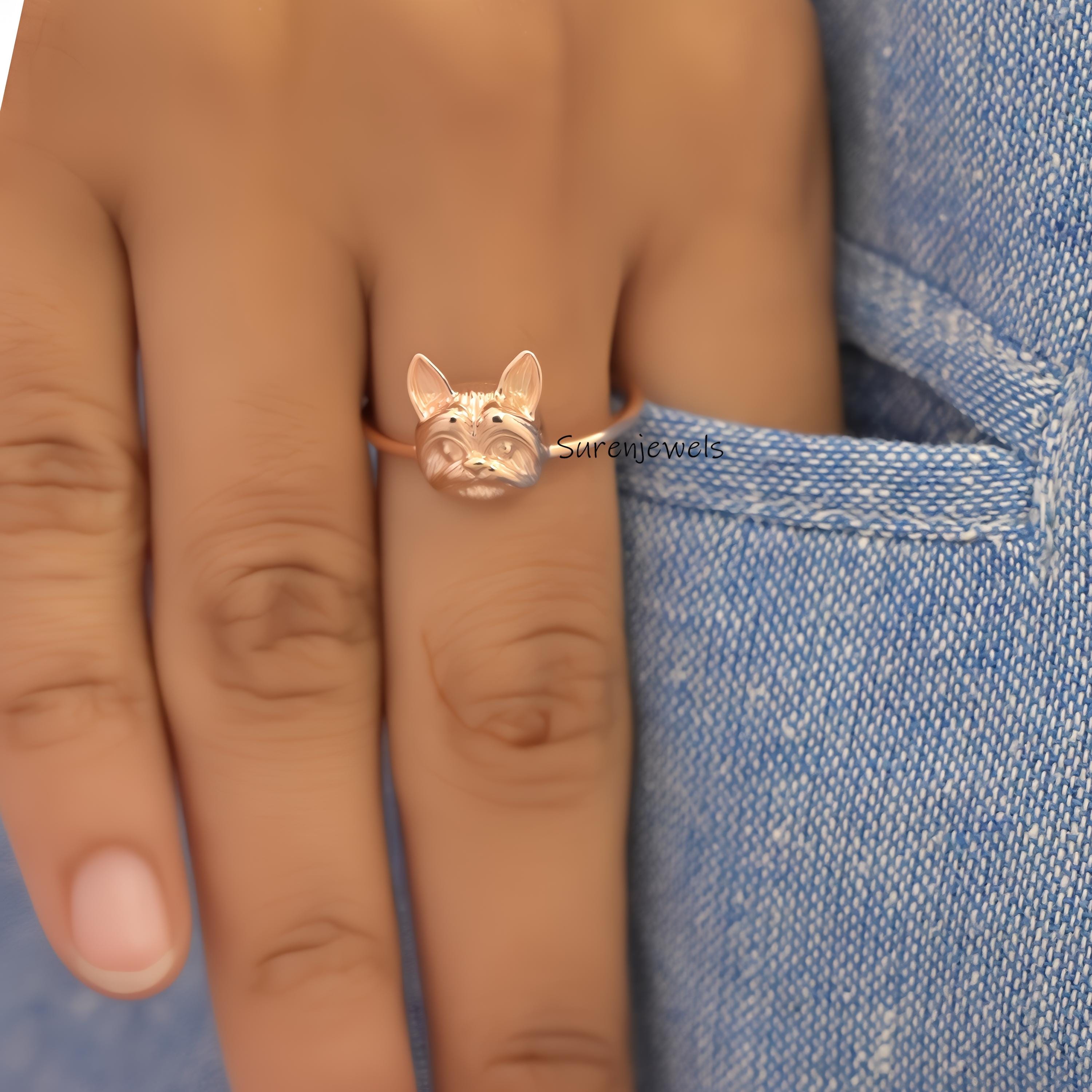 14k Gold Yorkie Ring: Dainty York Terrier Jewelry - View 5 - Suren Jewels | SKU: SJR2972-SLNS-US-8
