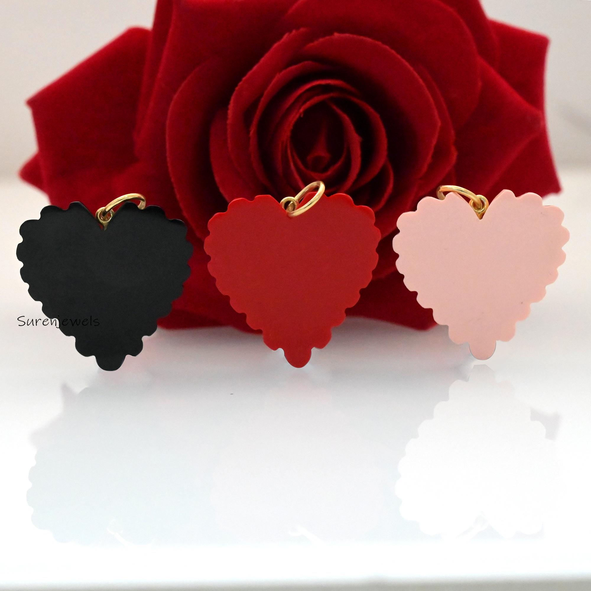 14K Gold Fluted Gemstone Heart Pendant - Designer Charm - View 3 - Suren Jewels | SKU: SJP3358