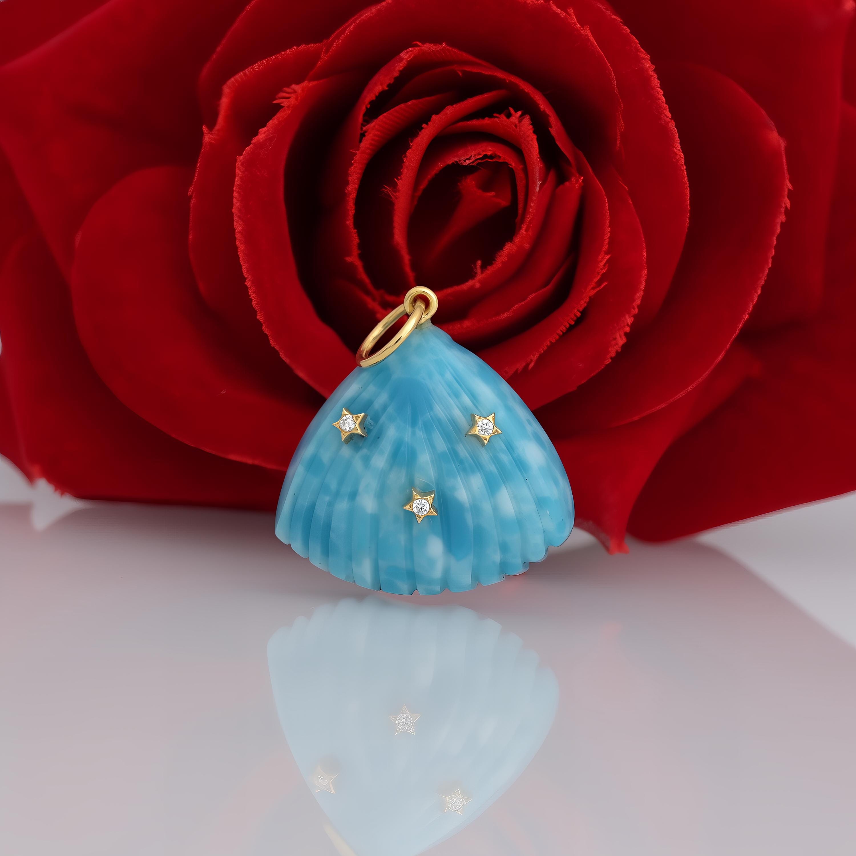 925 Silver Gemstone Shell Pendant: Hand Carved Charm - View 4 - Suren Jewels | SKU: SJP1497
