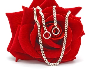 Handmade 925 Silver Curb Chain, Carabiner Lock, 3mm Link