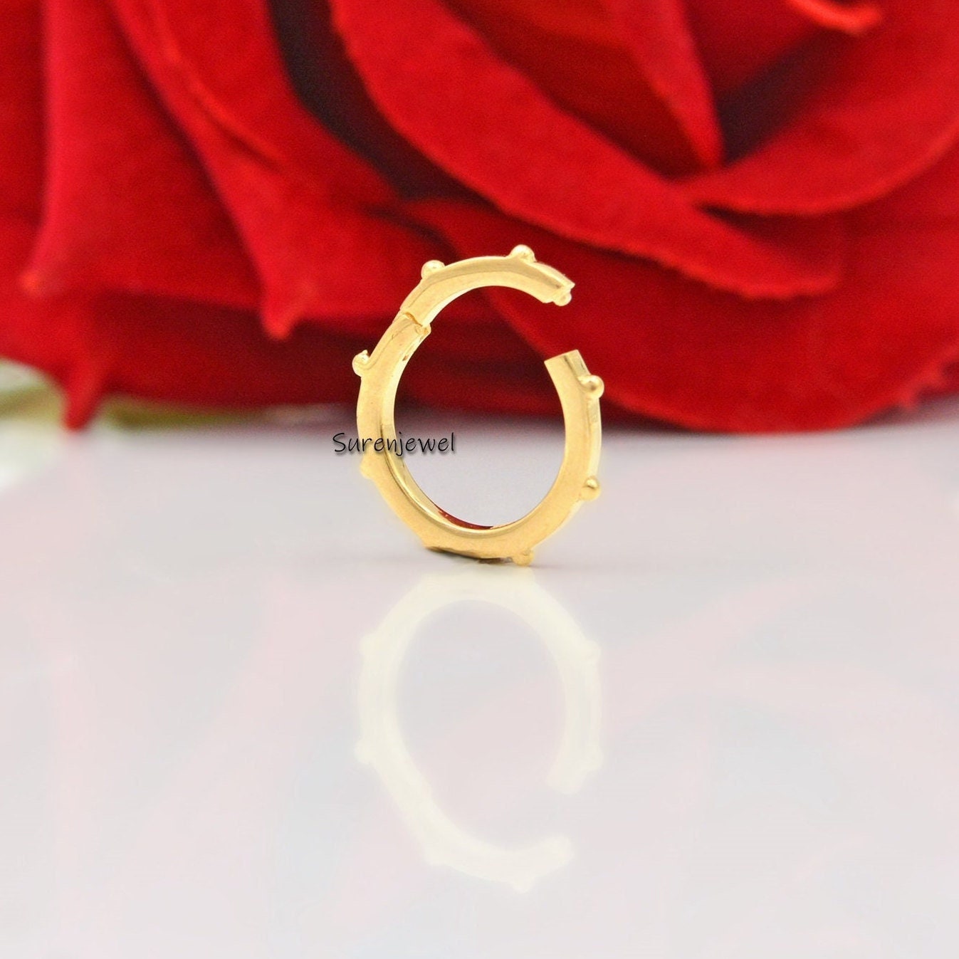 14K Gold Plated Circle Charm Enhancer: Ball Link Clasp (15MM) - Suren Jewels | SKU: SJP448-SLYG-15MM