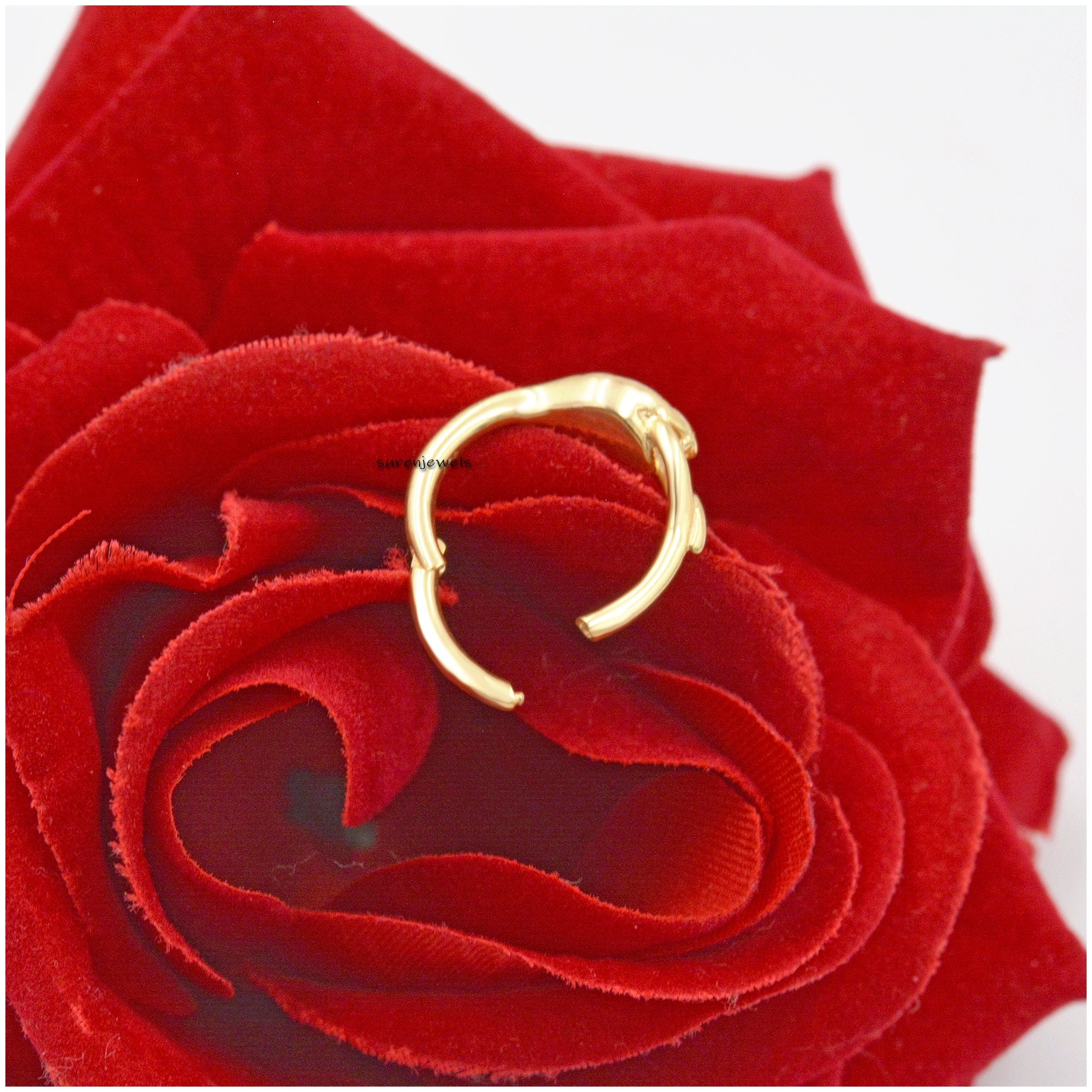 14K Solid Gold Snake Charm Enhancer Pendant Lock - View 3 - Suren Jewels | SKU: SJP1198-SLRGBSP-17MM