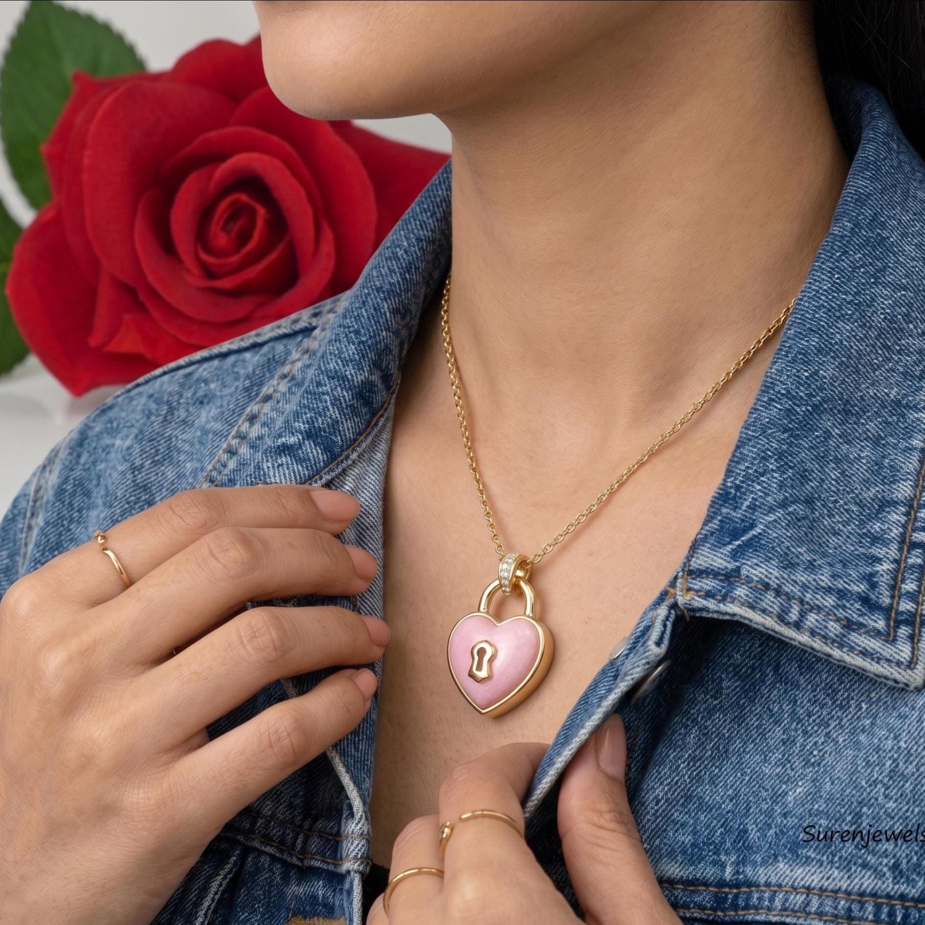 New Designer Gemstone Heart Padlock, Gold Gemstone Heart Pendant, Hand Carved Heart Pendant, Handmade Heart Padlock, Designer