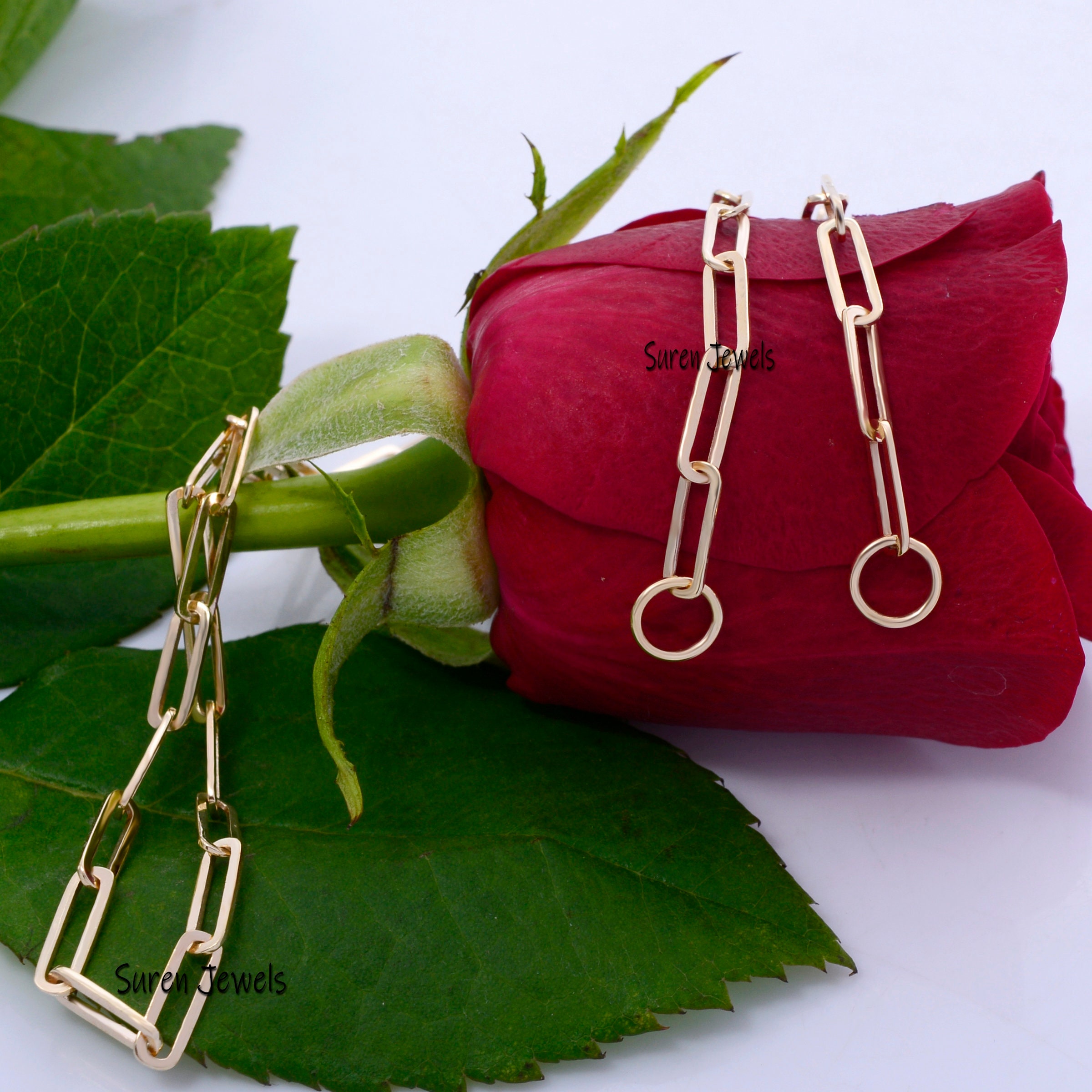 925 Sterling Silver Oval Link Chain: Small Drawn Link - View 2 - Suren Jewels | SKU: SJN47-SLYG/ G1-14KYG-10M-18I