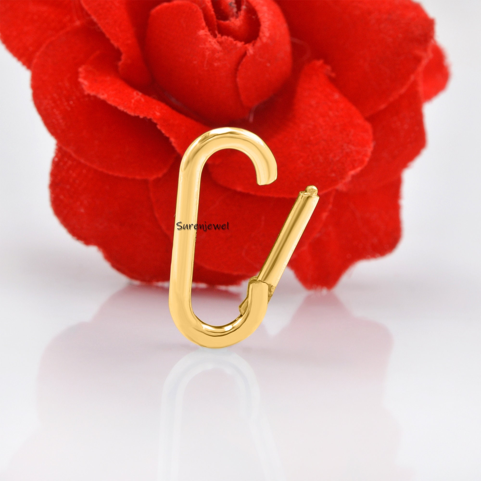 925 Silver Oval Charm Enhancer: Thick Link Holder (20x10 MM) - View 2 - Suren Jewels | SKU: SJP575