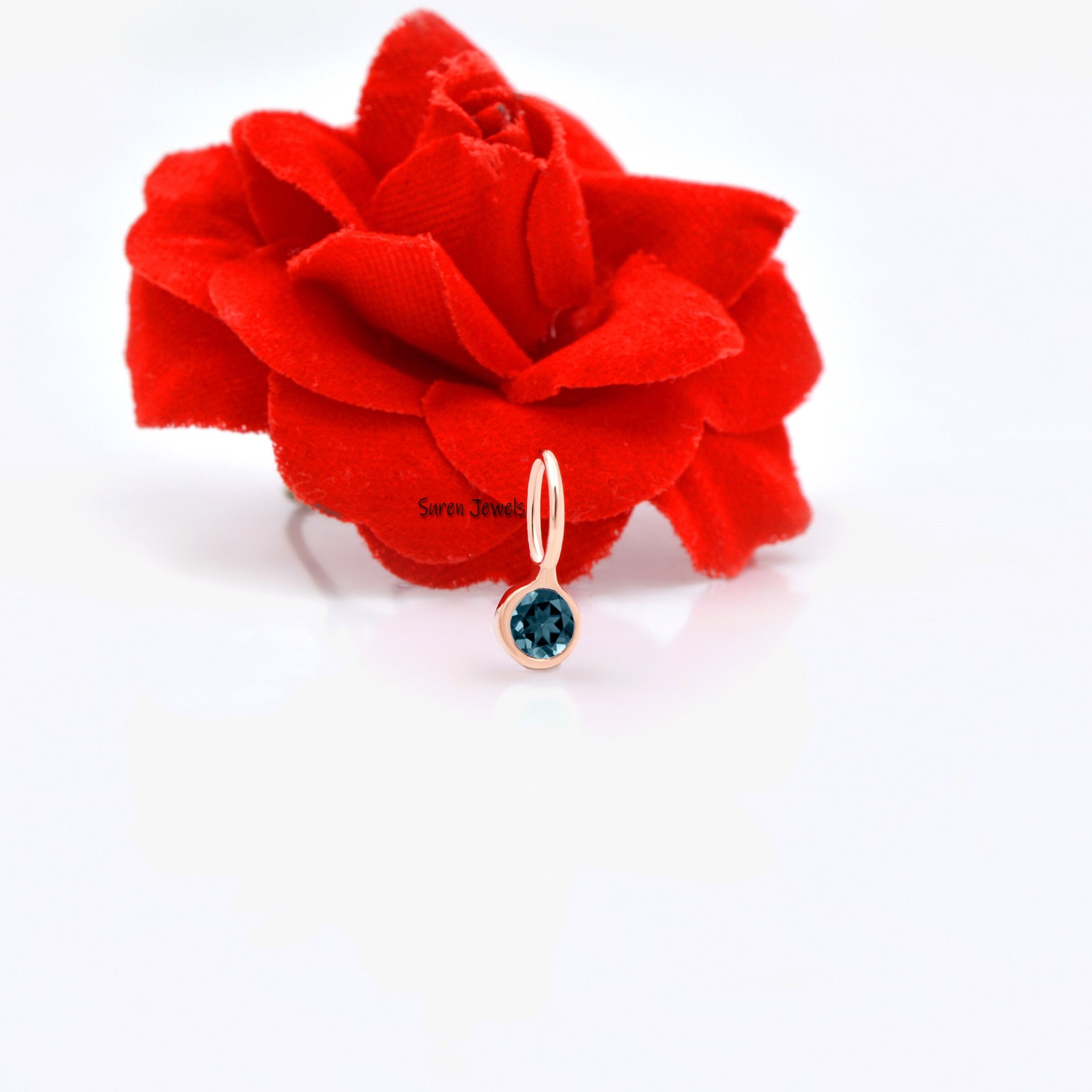 14K Gold Gemstone Drop Pendant: Dainty Charm (No Chain) - View 6 - Suren Jewels | SKU: SJP468-14KYGRM-N32-18I.-14k