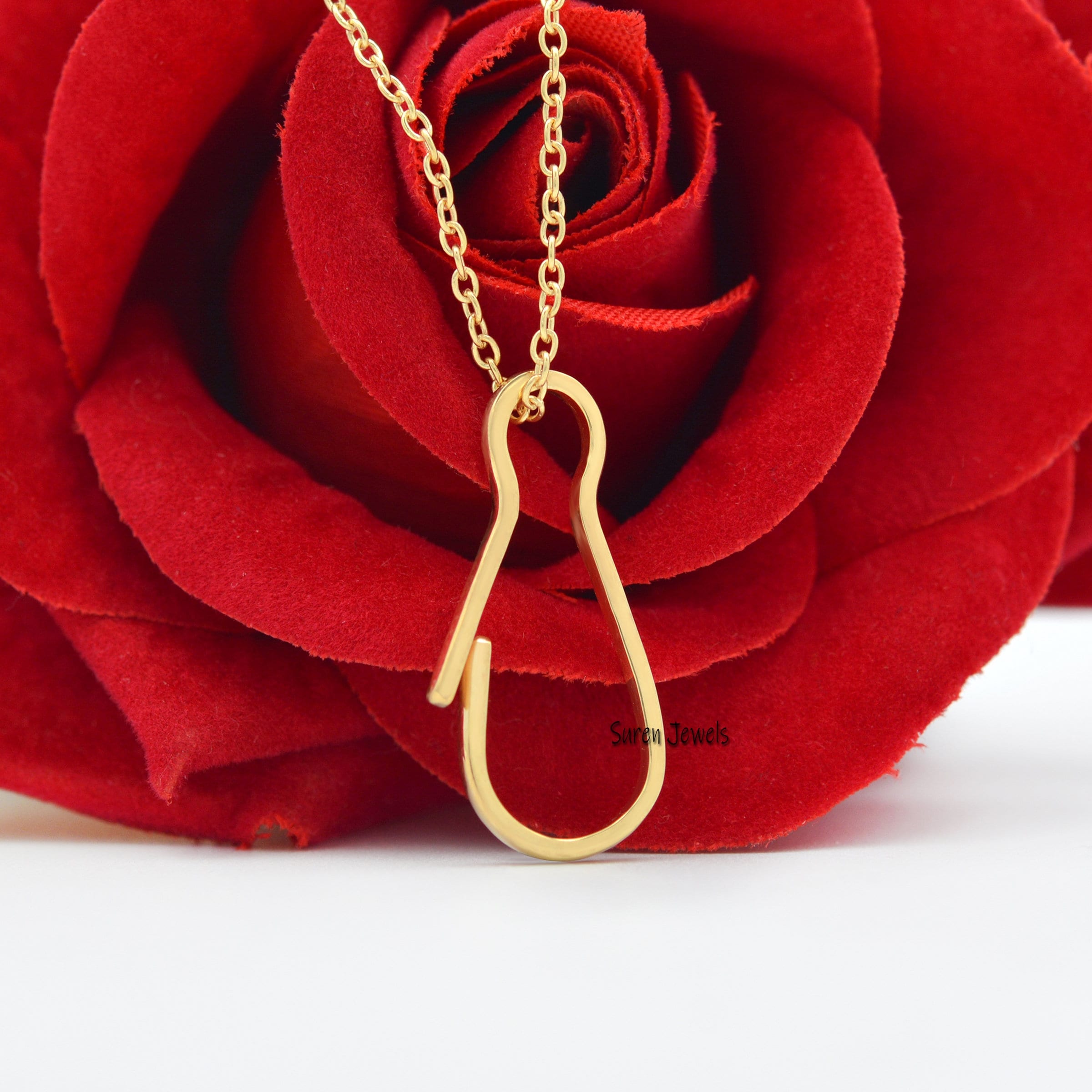 14K Gold Charm Enhancer: Durable Snap Lock Pendant Holder - Suren Jewels | SKU: SJP951-SLYG-26M