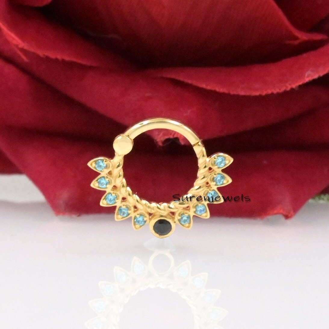 14k Gold Designer Enhancer Lock, Round Charm Holder Enhancer - Suren Jewels | SKU: SJD09