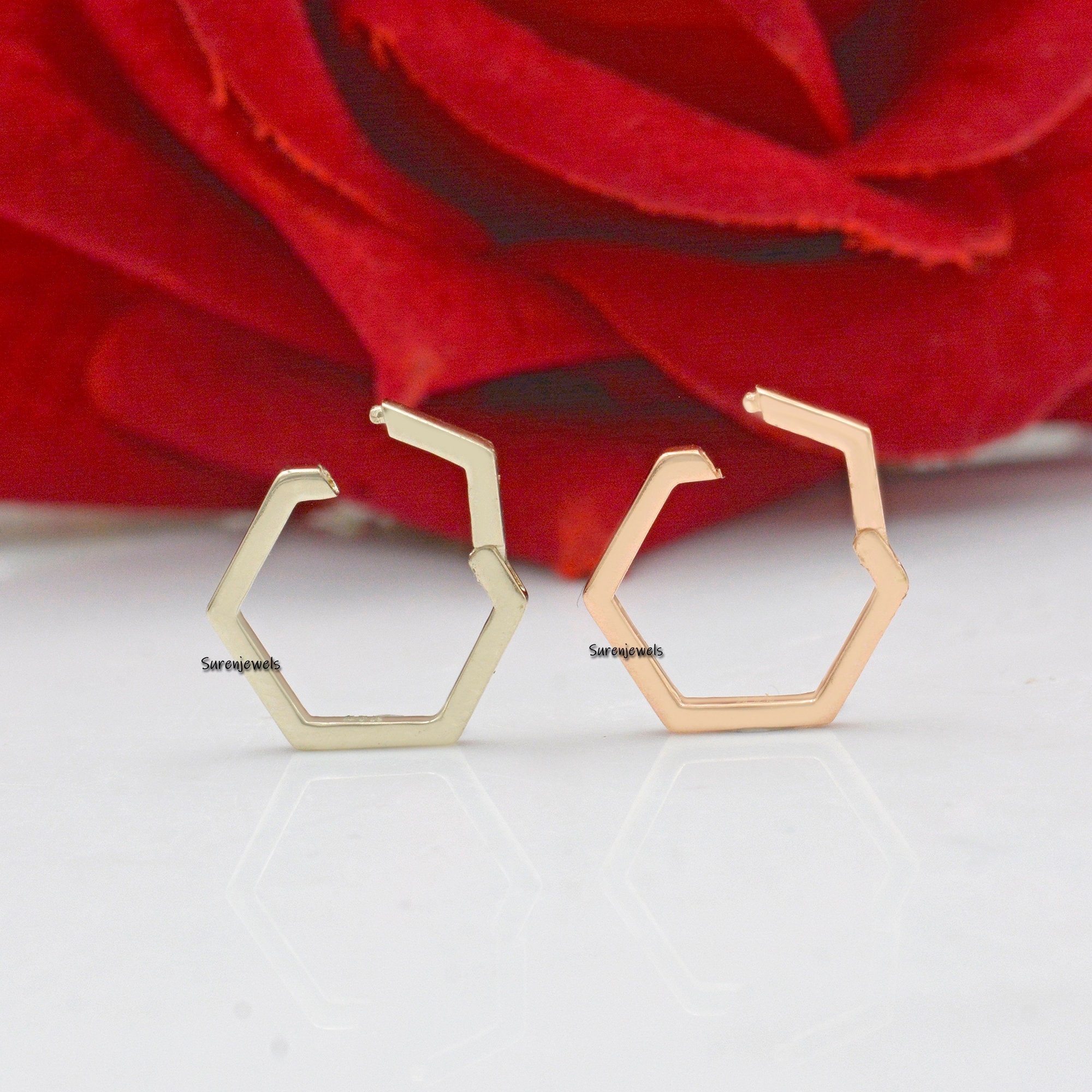 14k Gold Hexagon Charm Enhancer: Multi-Charm Holder - View 2 - Suren Jewels | SKU: SJP449-14KYG