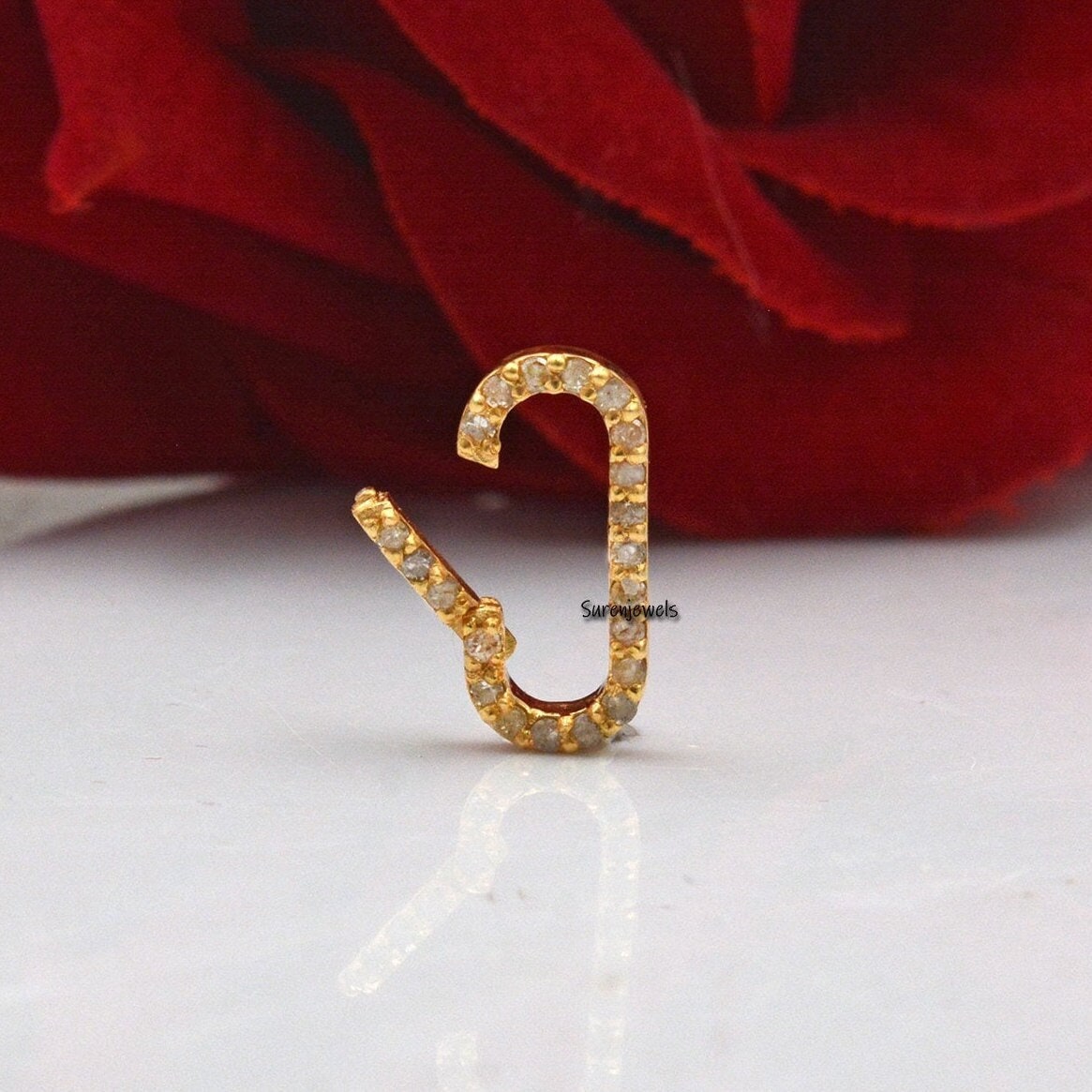 14k Gold Diamond Charm Enhancer: Yellow Gold Paperclip Necklace Holder - Suren Jewels | SKU: SJP445-14KYG,SJP718-14KYGDI