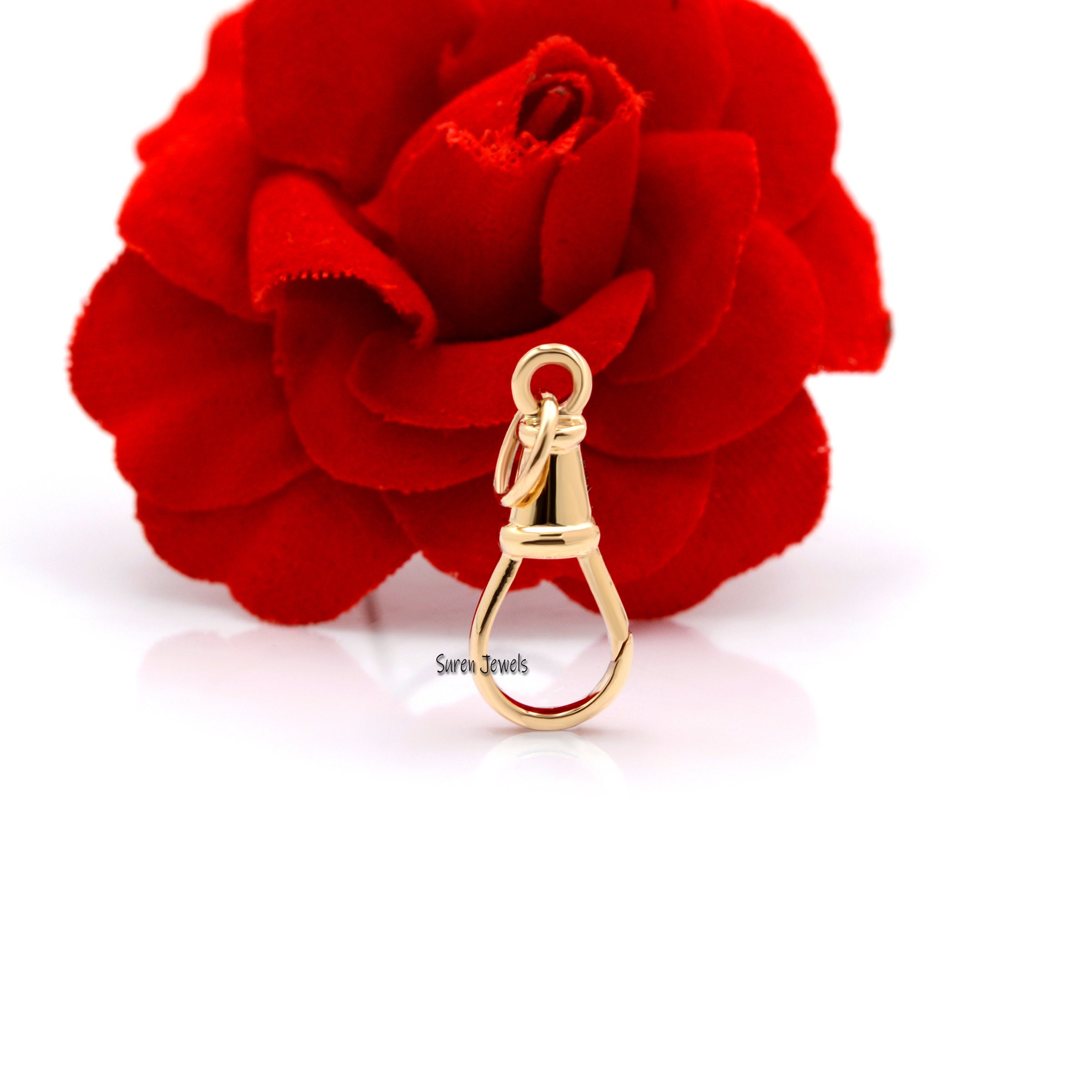 14k Solid Gold Swivel Clasp: Pendant Lock for Charms - View 4 - Suren Jewels | SKU: SJF09-9KYG