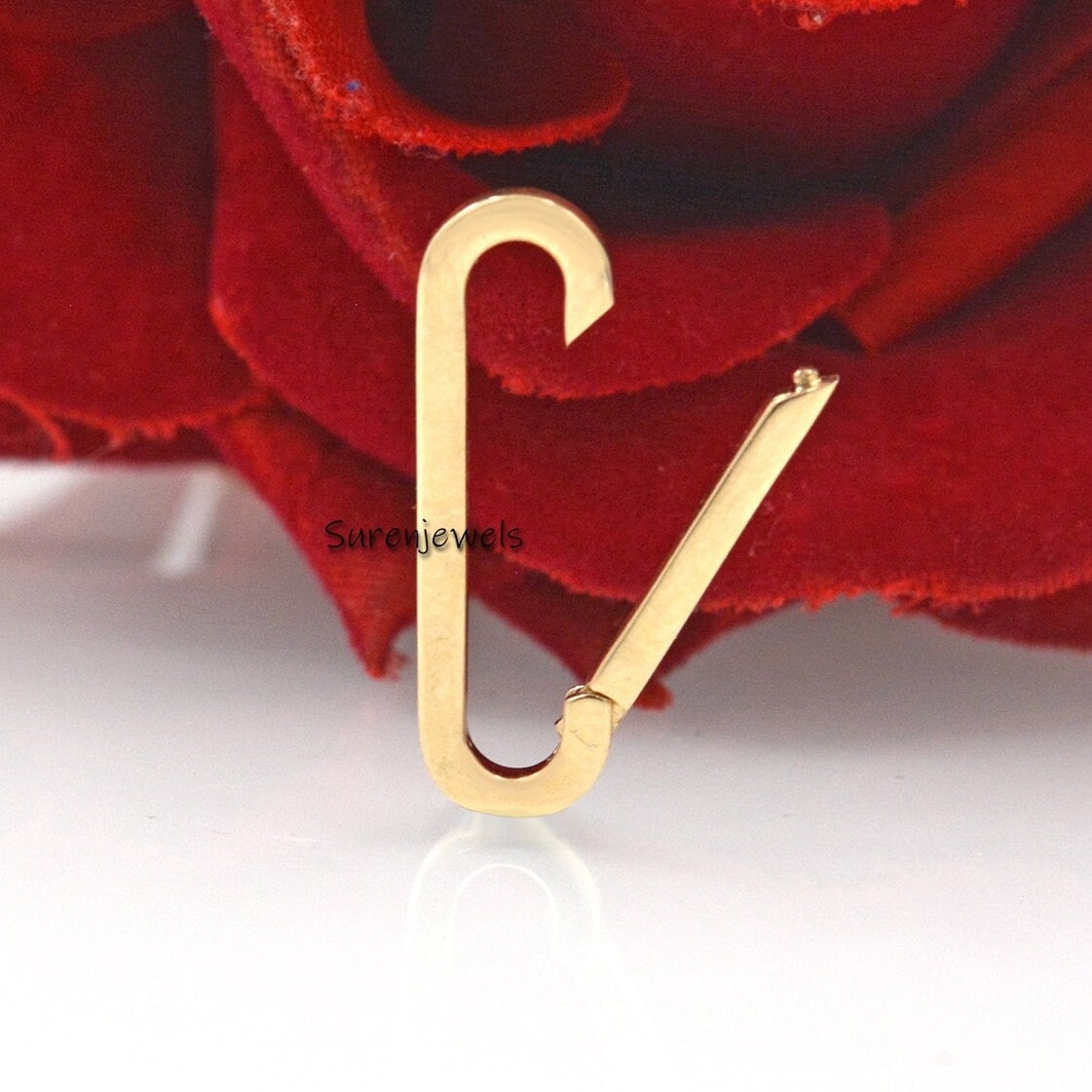 925 Silver Oval Charm Enhancer: Thick Link Holder (22mm) - Suren Jewels | SKU: SJP680-SLYG-22M