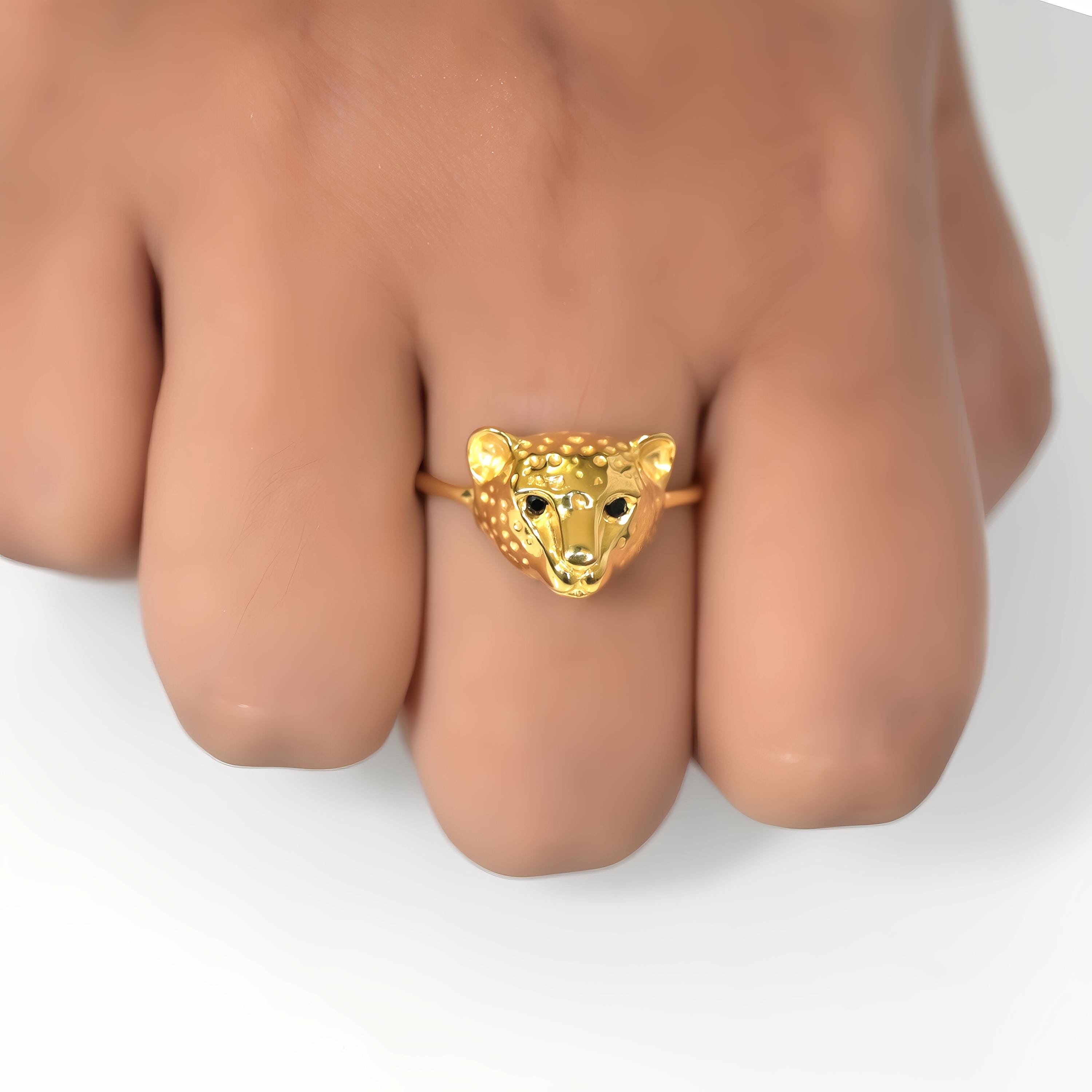 925 Silver Panther Head Ring Jewelry - View 3 - Suren Jewels | SKU: SJR2962-SLYGBKCZ-US-7