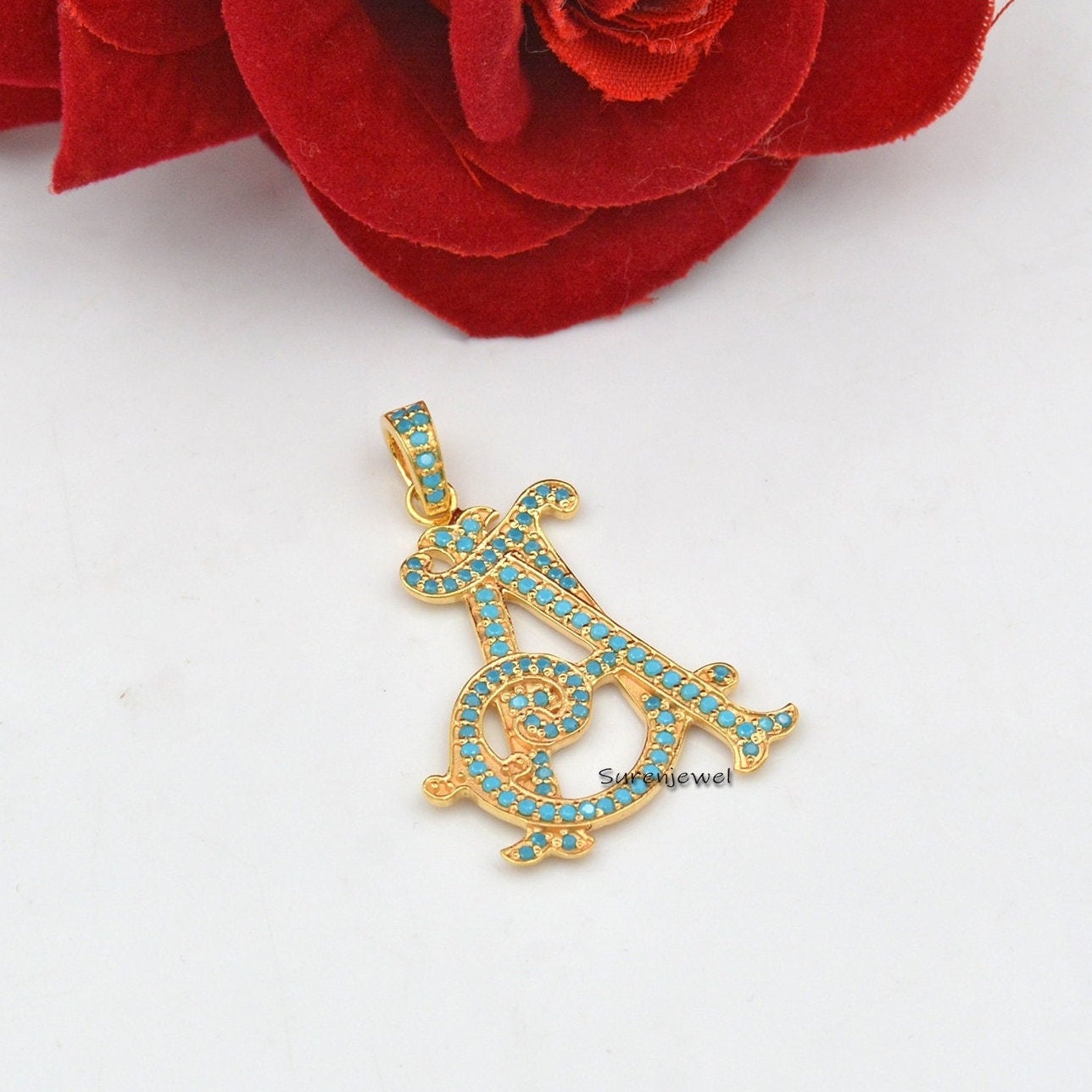 925 Silver Diamond Monogram Pendant: Custom Letter Initial