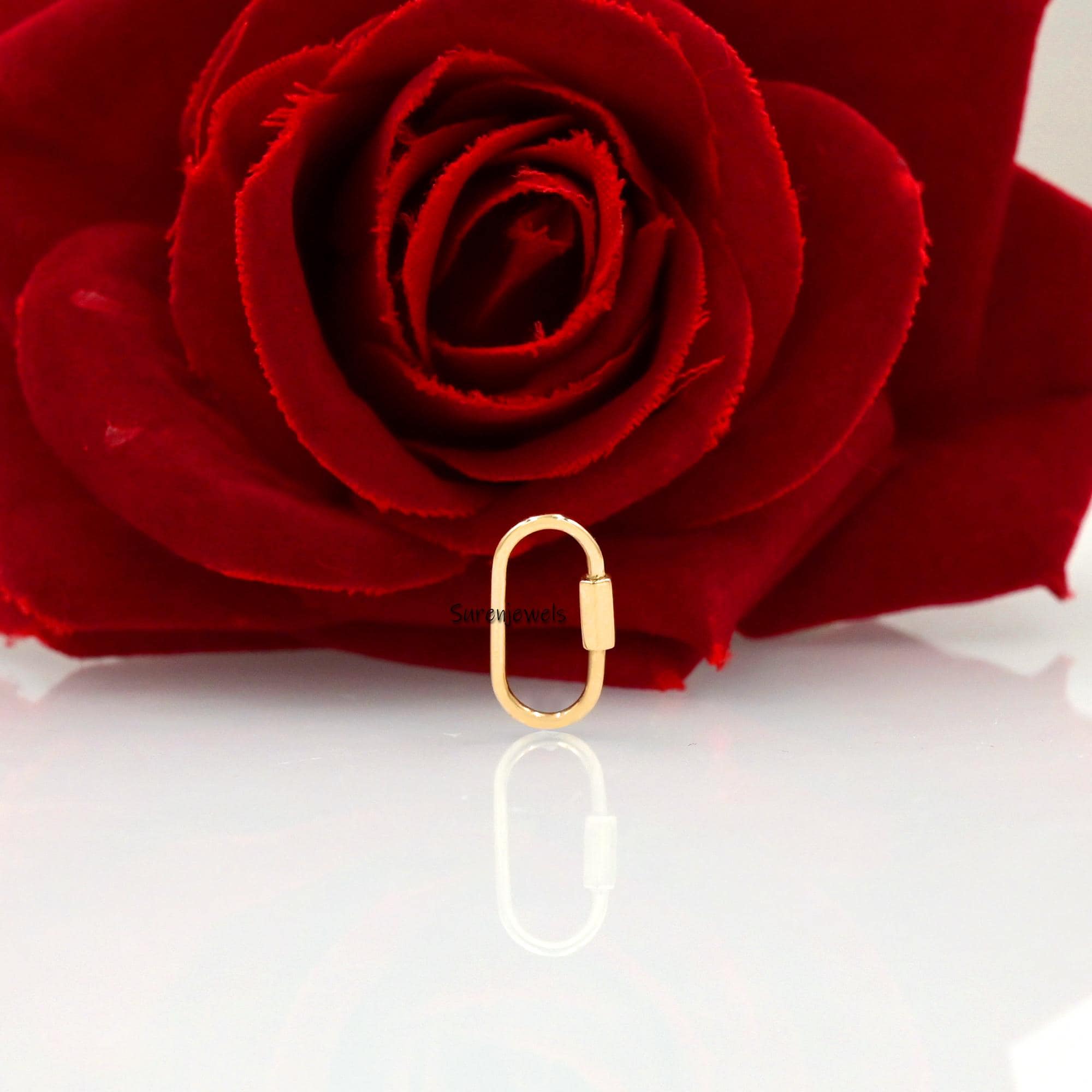 9K/14K Gold Carabiner Lock: Handmade Pendant Connector (16MM) - View 3 - Suren Jewels | SKU: SJC173