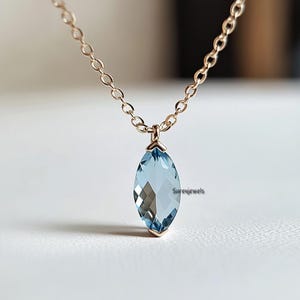 14K Gold Aquamarine Marquise Pendant (15 MM)