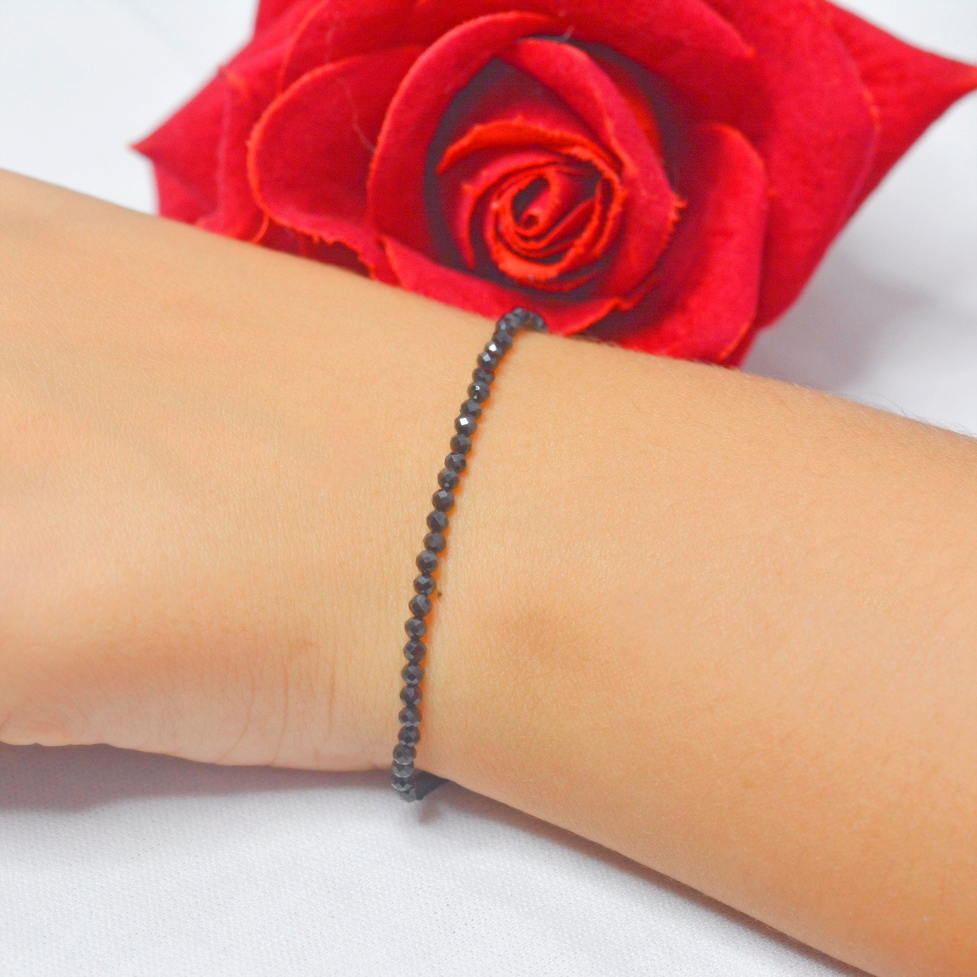 Dainty Lapis Lazuli Bracelet: 925 Silver Adjustable String - View 4 - Suren Jewels | SKU: SJA28