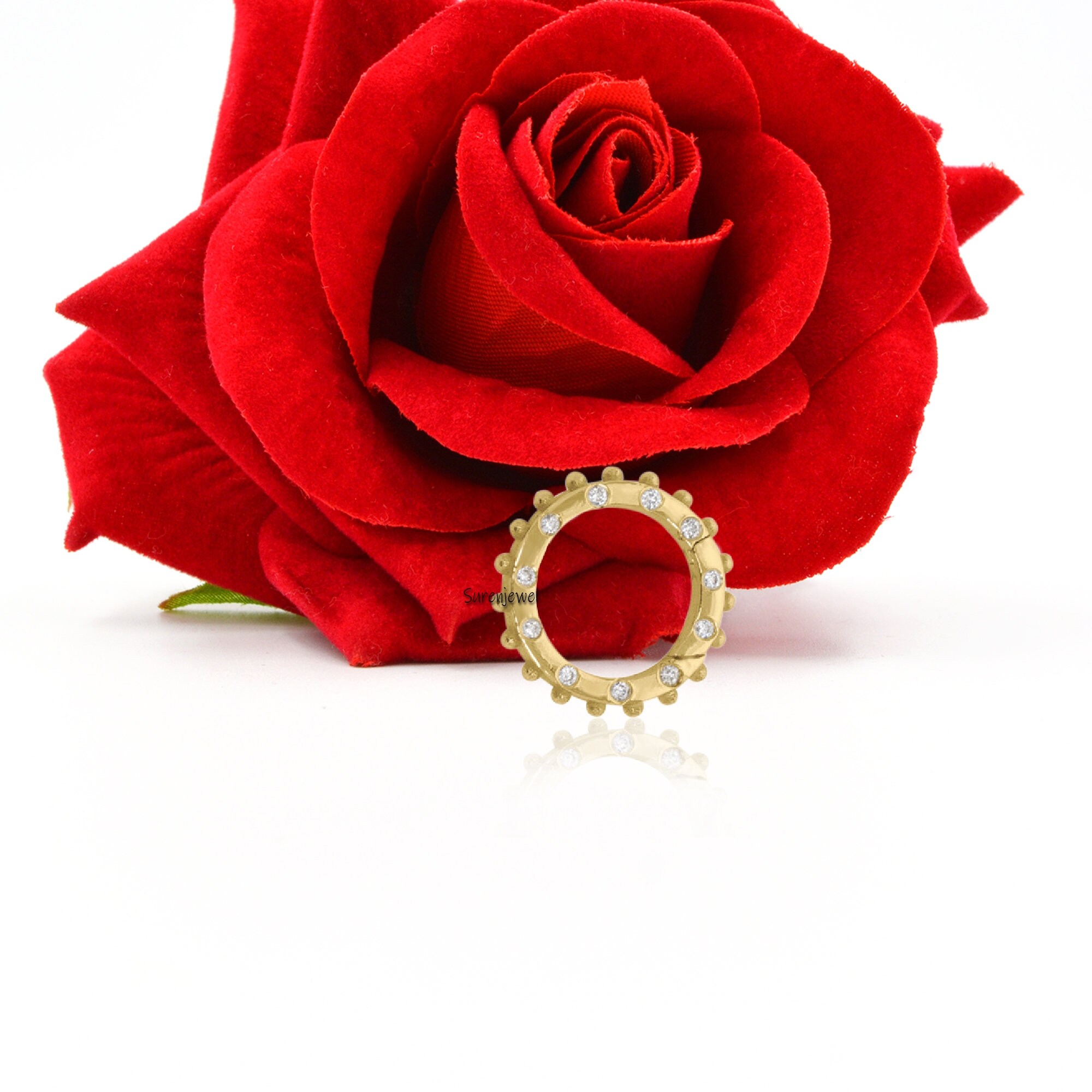 14K Gold Circle Charm Enhancer: Round Ball Link Clasp - View 3 - Suren Jewels | SKU: SJP1516