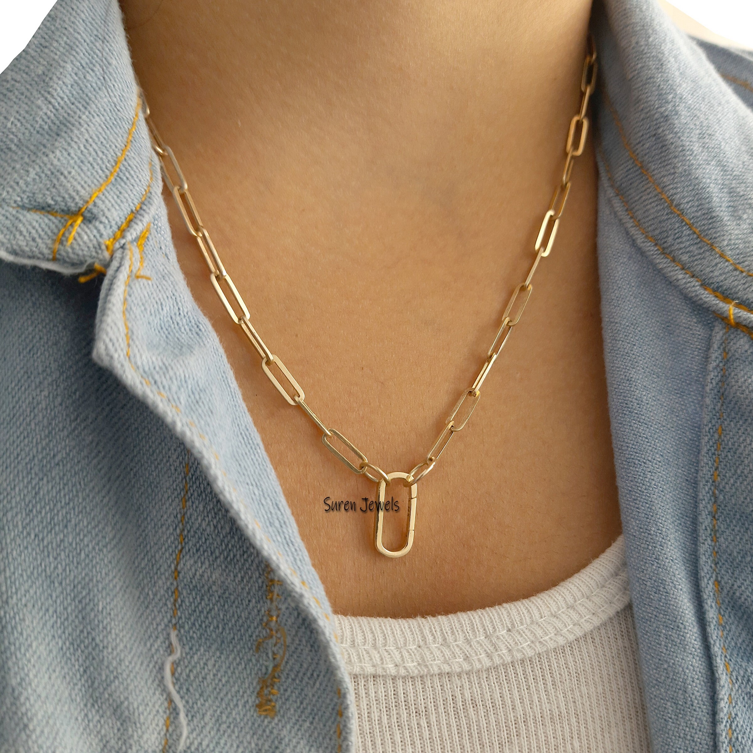 925 Silver Push Lock Link Lock Necklace Clasp Lock Etsy