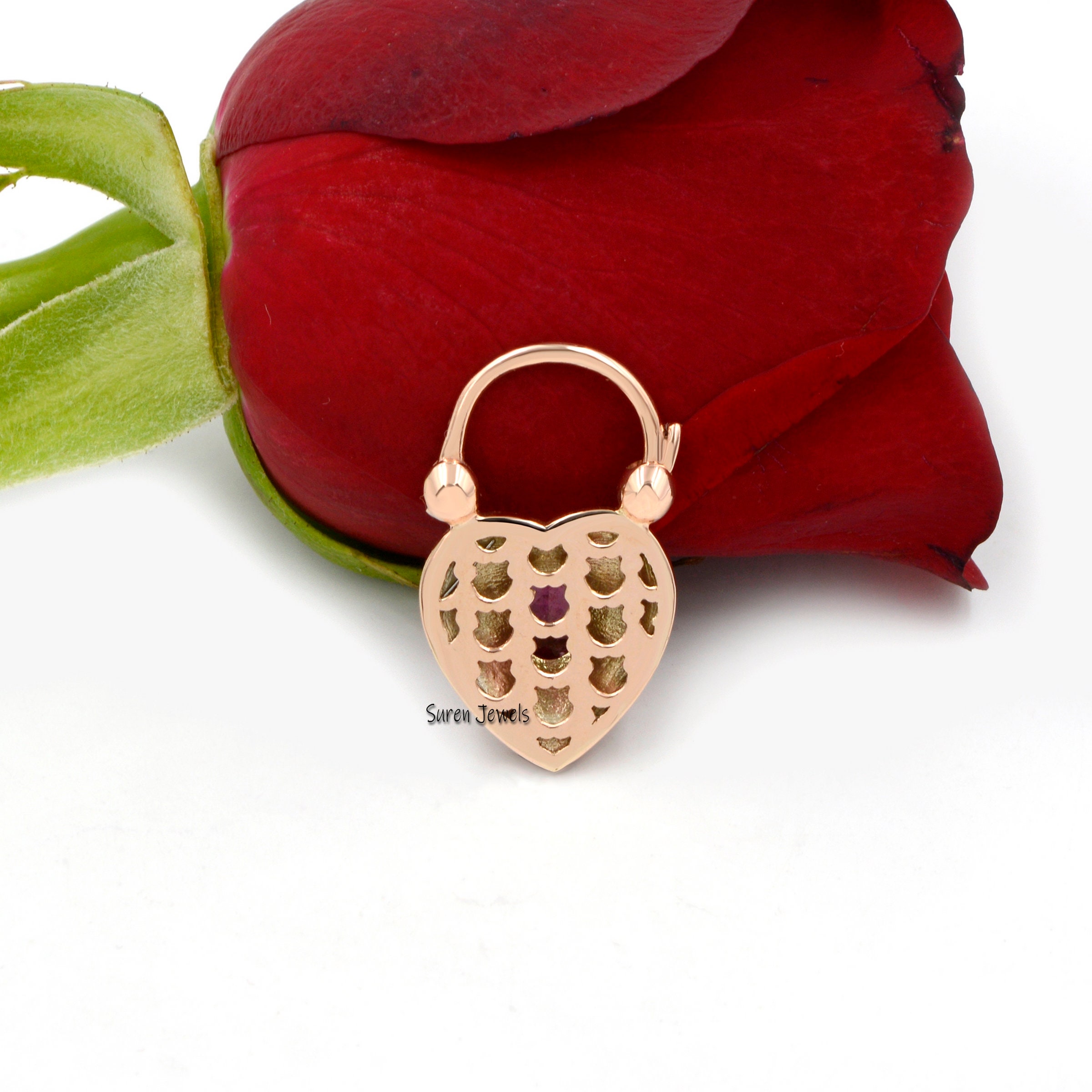 925 Silver Heart Padlock Pendant: Turquoise, Lapis & Gemstone Connector - View 7 - Suren Jewels | SKU: SJP92-SLYGTQ-N47-18I