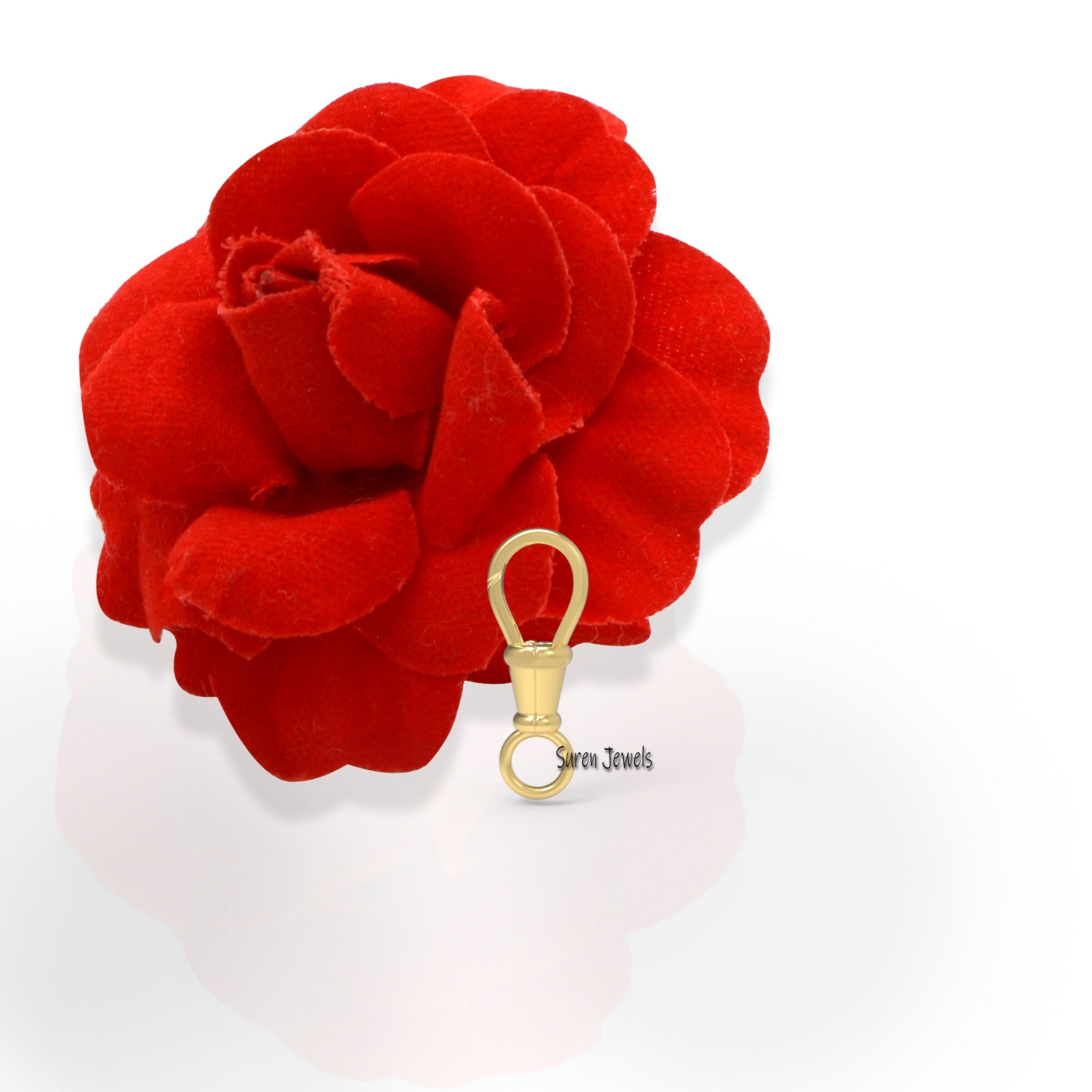 9k Gold Swivel Push Lock: Handmade Pendant Enhancer (18x7 mm) - View 5 - Suren Jewels | SKU: SJF214-9KYG