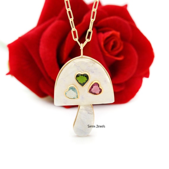 14k Gold Mushroom Pendant Gold Mushroom Pendant Solid Gold Etsy