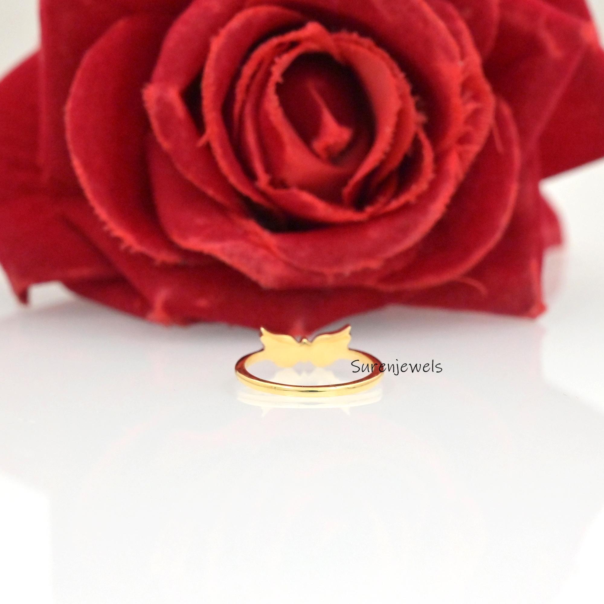 14k Gold Angel Wings Ring: Dainty Charm Jewelry - View 5 - Suren Jewels | SKU: SJR2908-SLRG-US-5,SJR