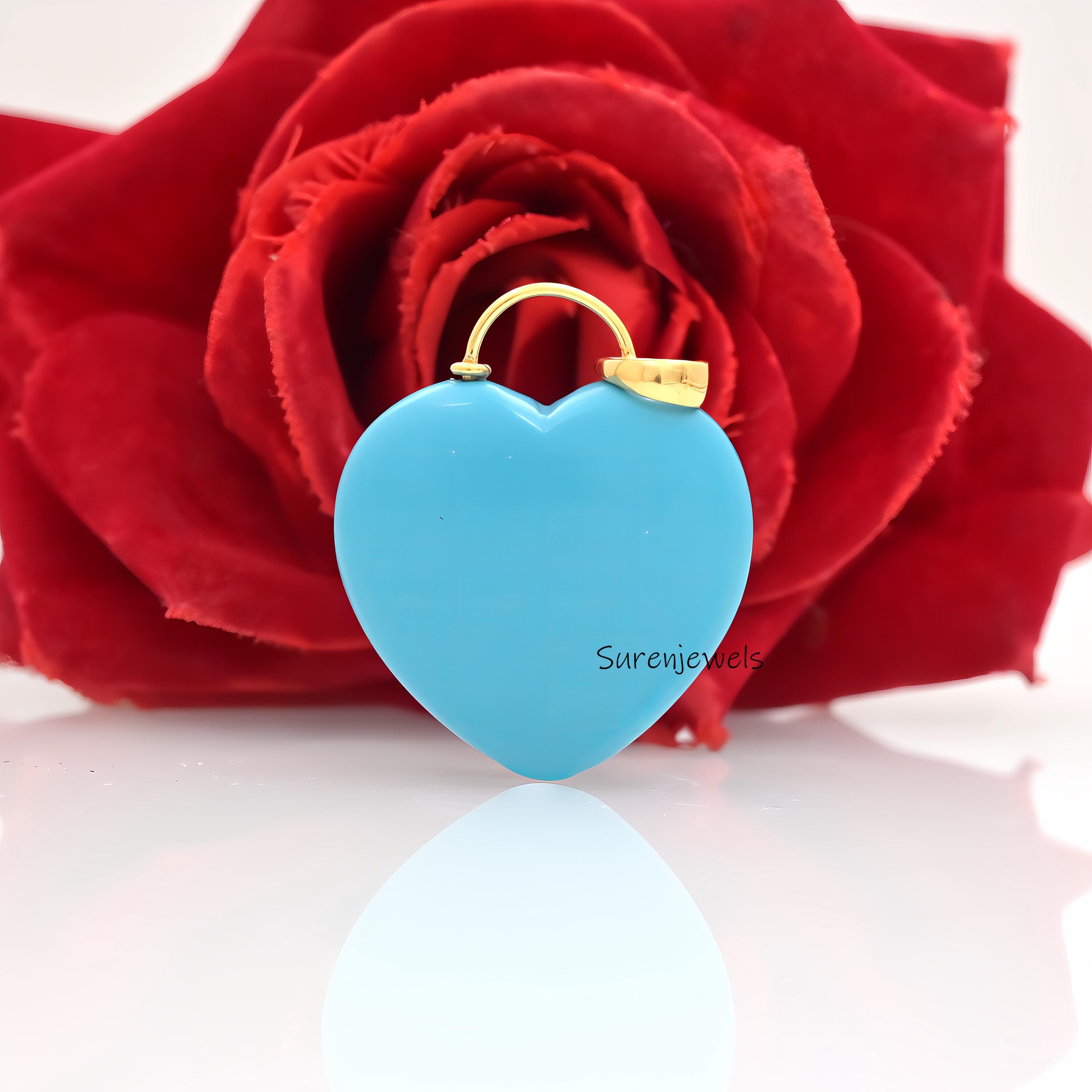 14k Gold Gemstone Heart Padlock Pendant, Carved Heart Lock - View 4 - Suren Jewels | SKU: SJP4685-SLYGTQMG-35M