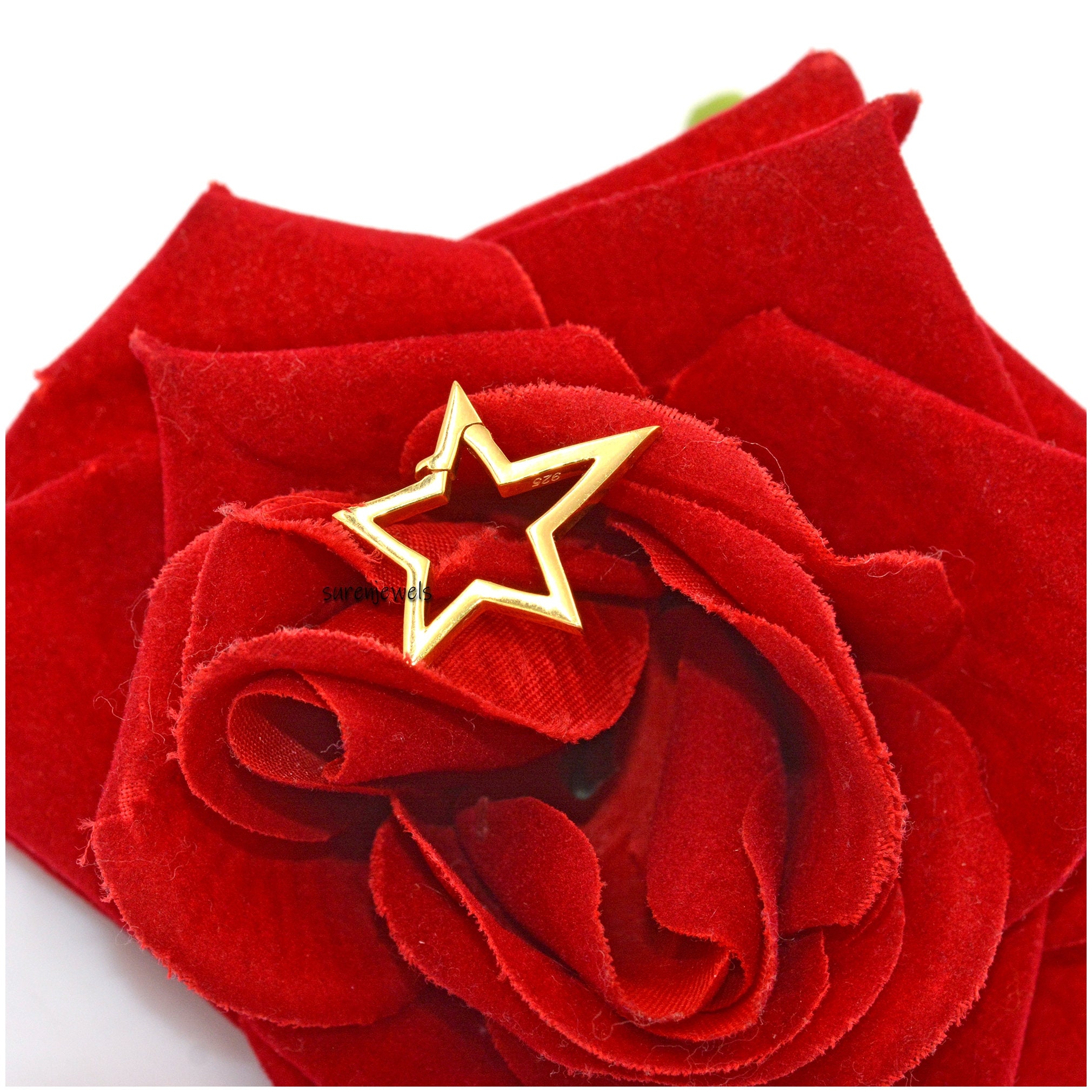 Pave Diamond Star Enhancer Lock: 14k Gold Vermeil Jewelry Clasp - View 2 - Suren Jewels | SKU: SJP1380-SLYGCZ