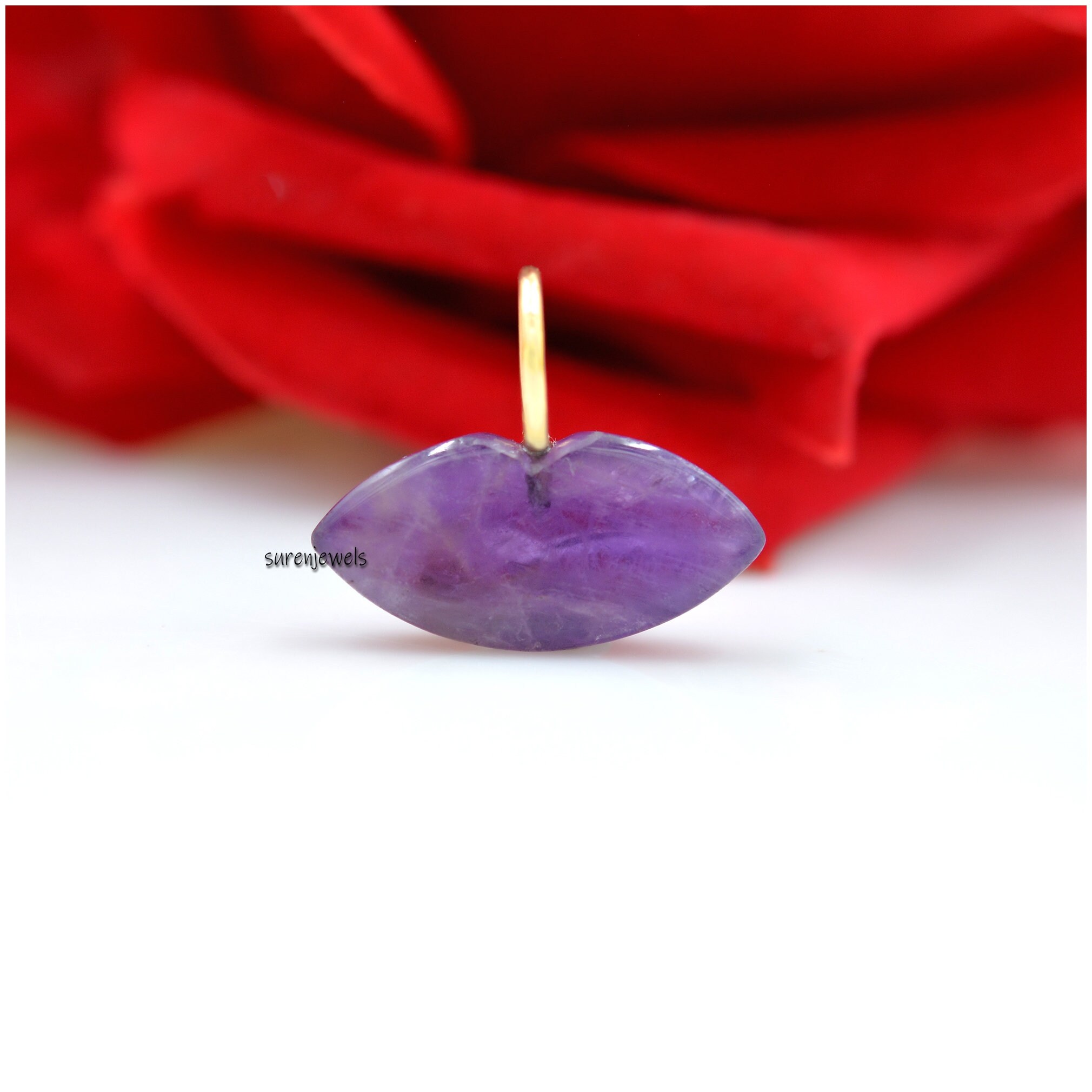 14k Gold Gemstone Lips Pendant: Handmade Carved Jewelry - View 6 - Suren Jewels | SKU: SJP1288-SLYGAMWT