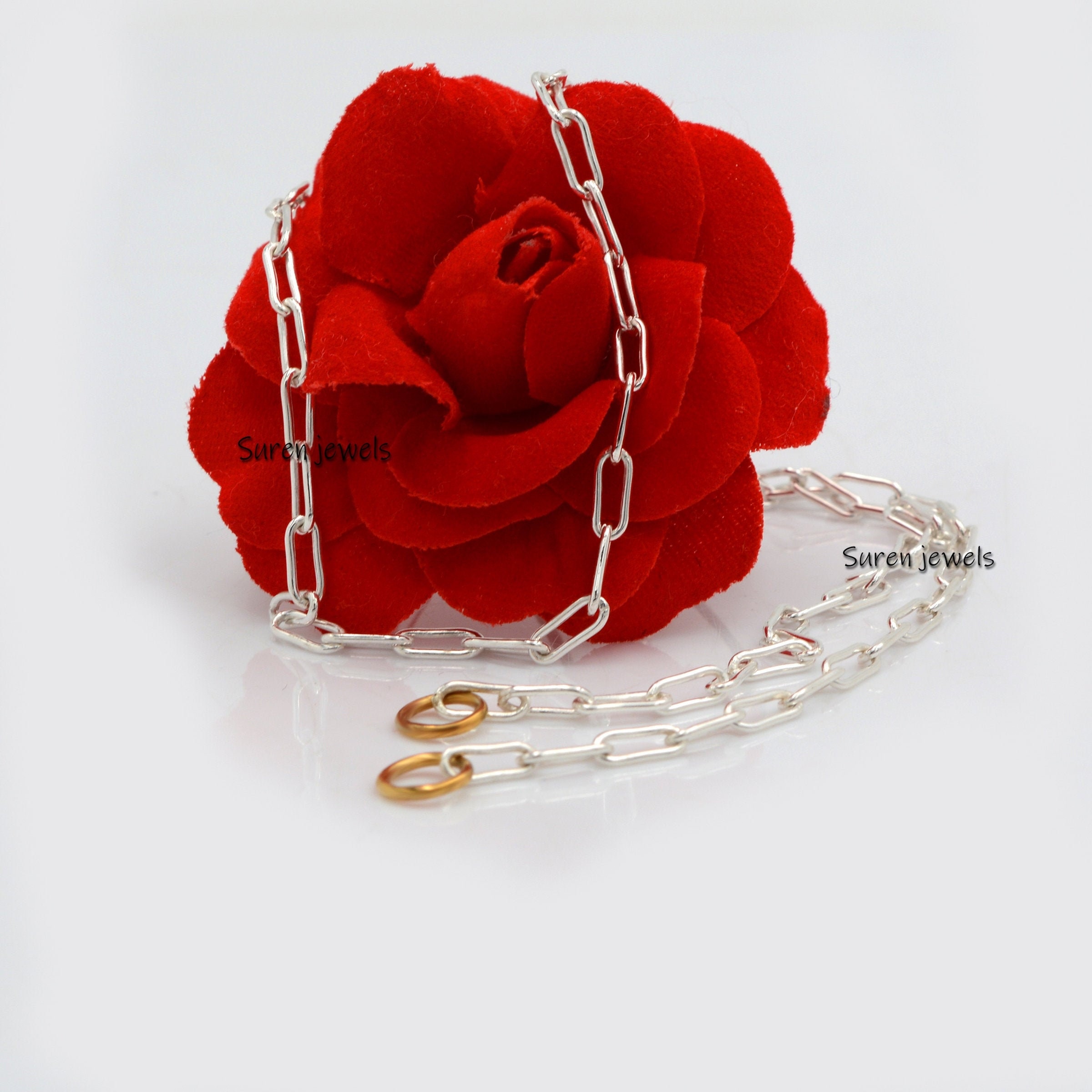 925 Sterling Silver Carabiner Cable Chain Necklace - Suren Jewels | SKU: G6-SLNSYG-6.6M-16I