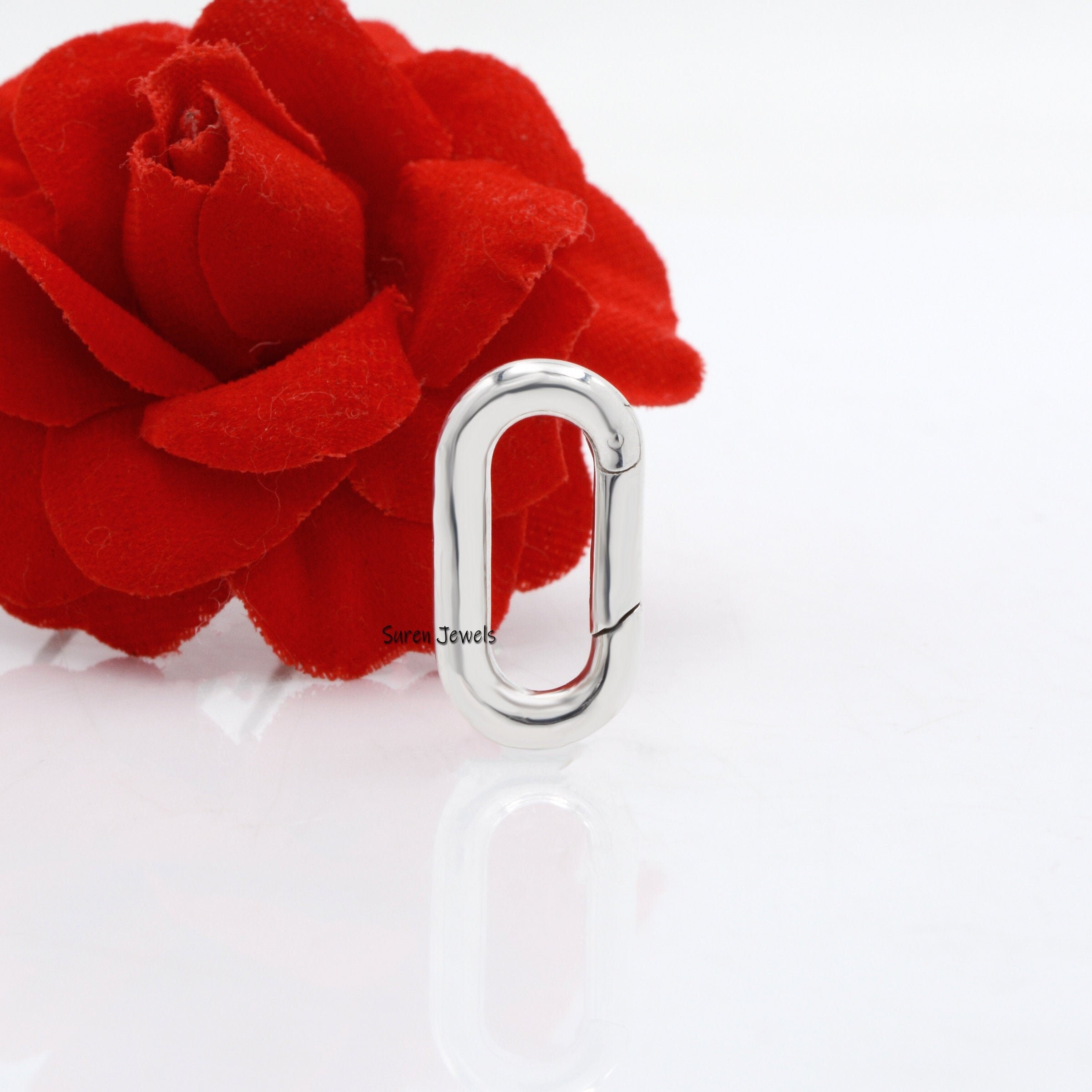 925 Silver Oval Push Clasp: Handmade Jewelry Enhancer (19*11 MM) - View 3 - Suren Jewels | SKU: SJP74-SLNS