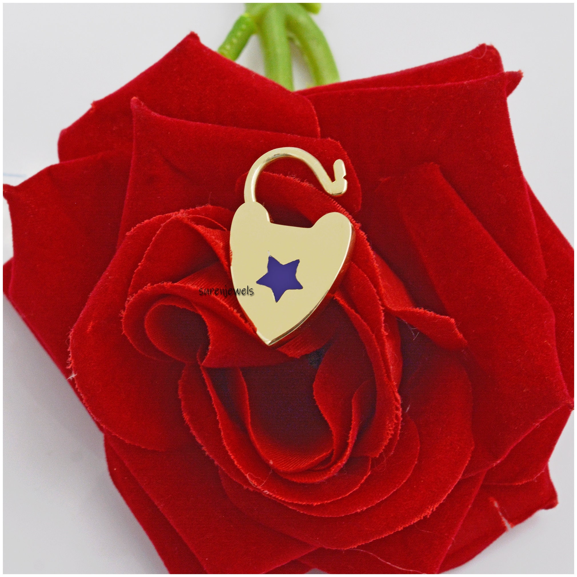 925 Silver Enamel Star Padlock: Handmade Heart Jewelry - View 5 - Suren Jewels | SKU: SJP47-SLNSELTQ